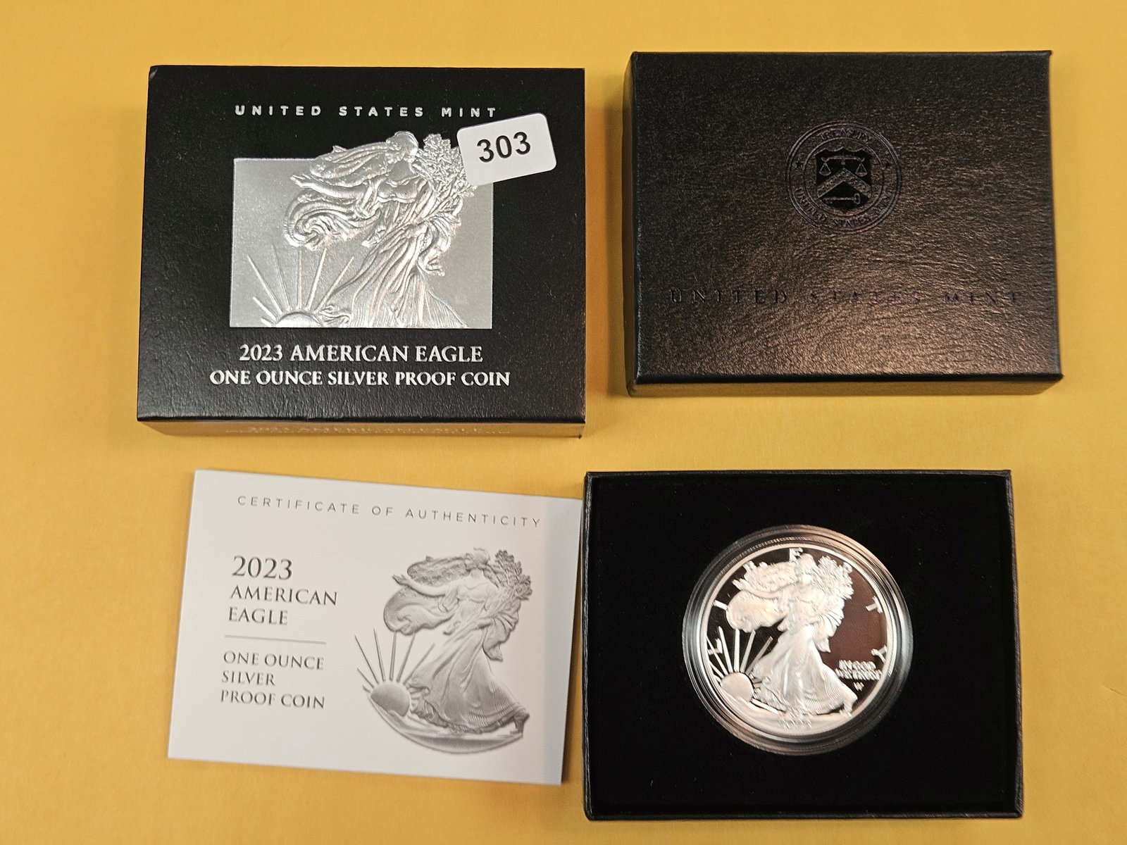 GEM Proof Deep Cameo 2023 American Silver Eagle: In original government packaging with certificated of authenticity