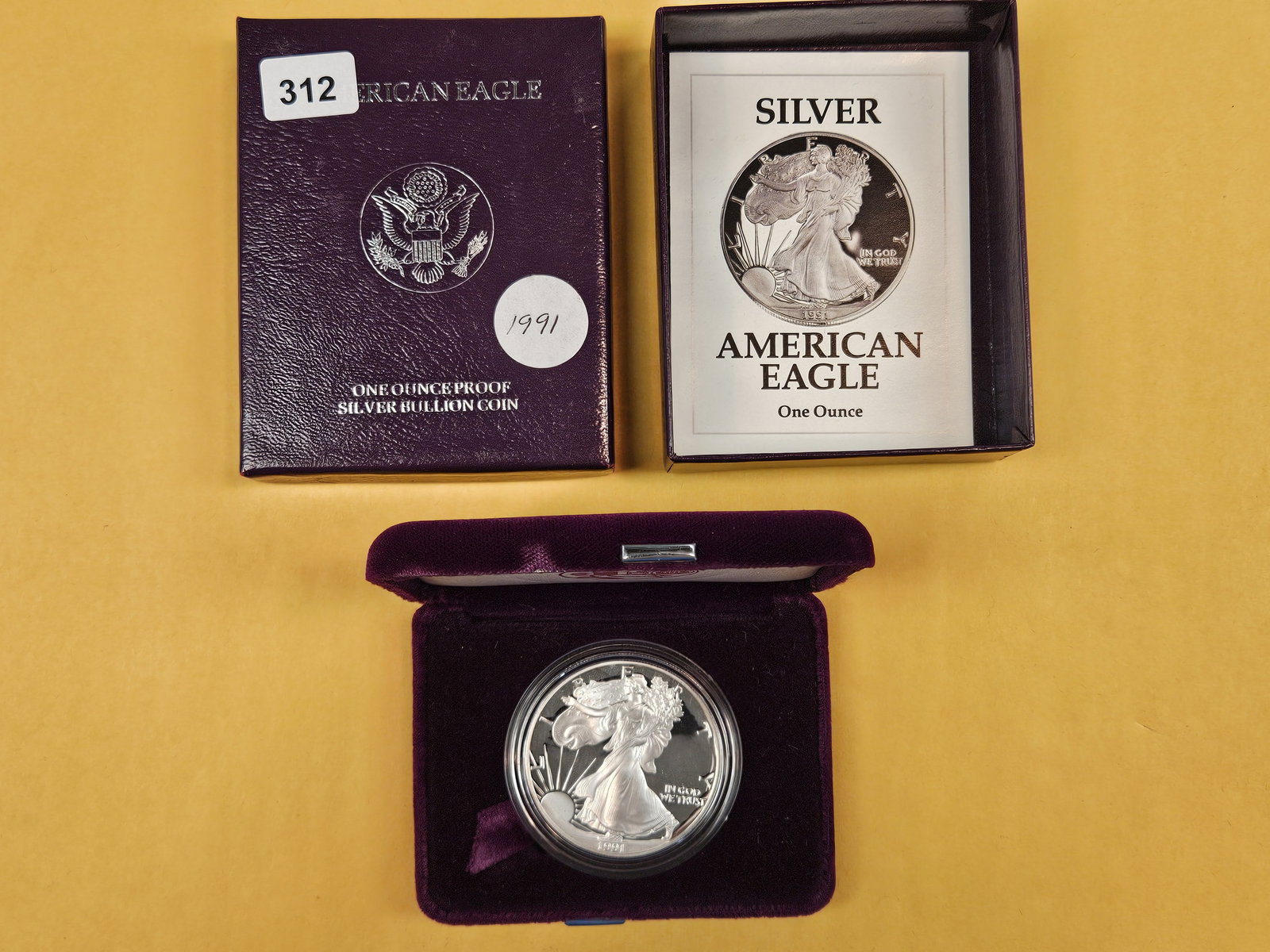 GEM Proof Deep Cameo 1991 American Silver Eagle: In original government packaging with certificated of authenticity