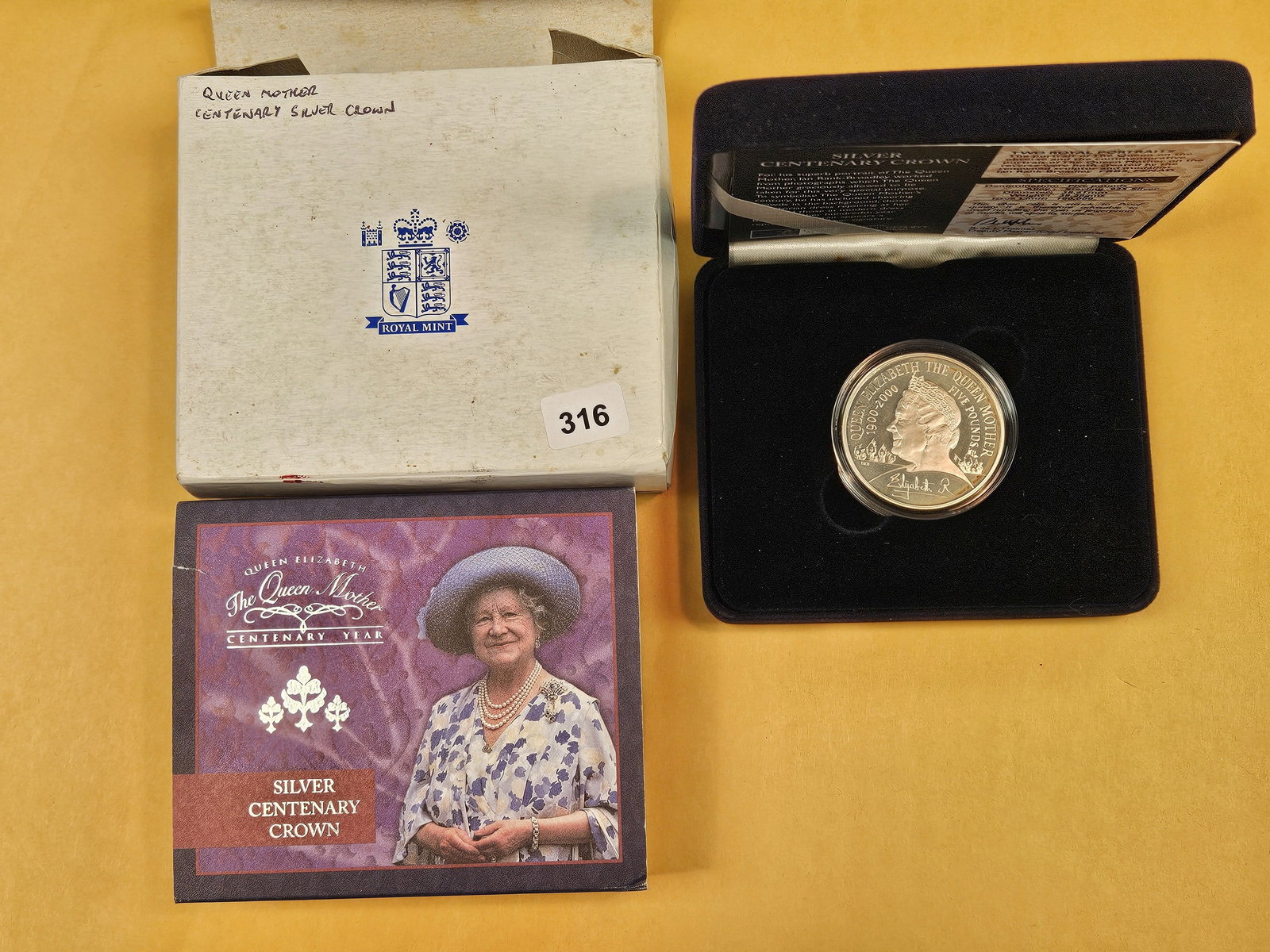 GEM Proof Deep Cameo 2000 Silver Great Britain five pounds: In original government packaging with certificated of authenticity.