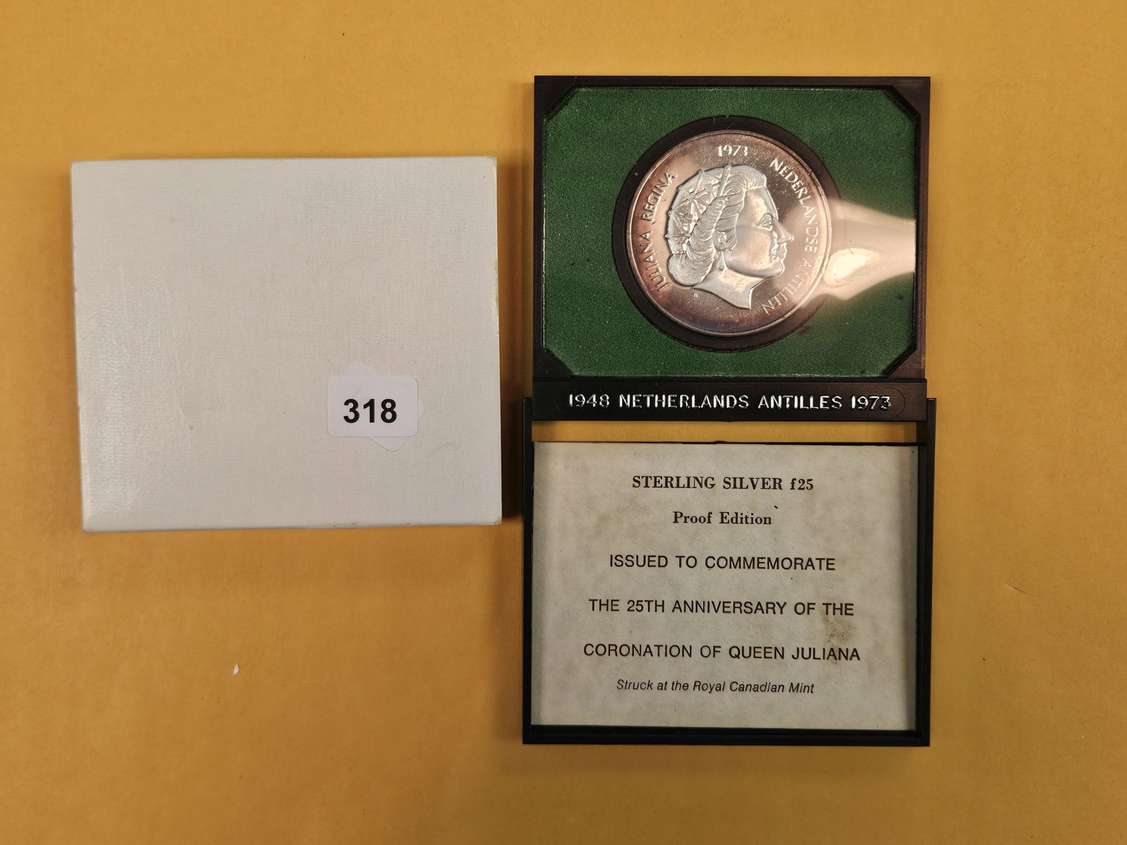 GEM Proof Deep Cameo 1973 Netherlands silver Anniversary coin: In original government packaging with certificated of authenticity.
