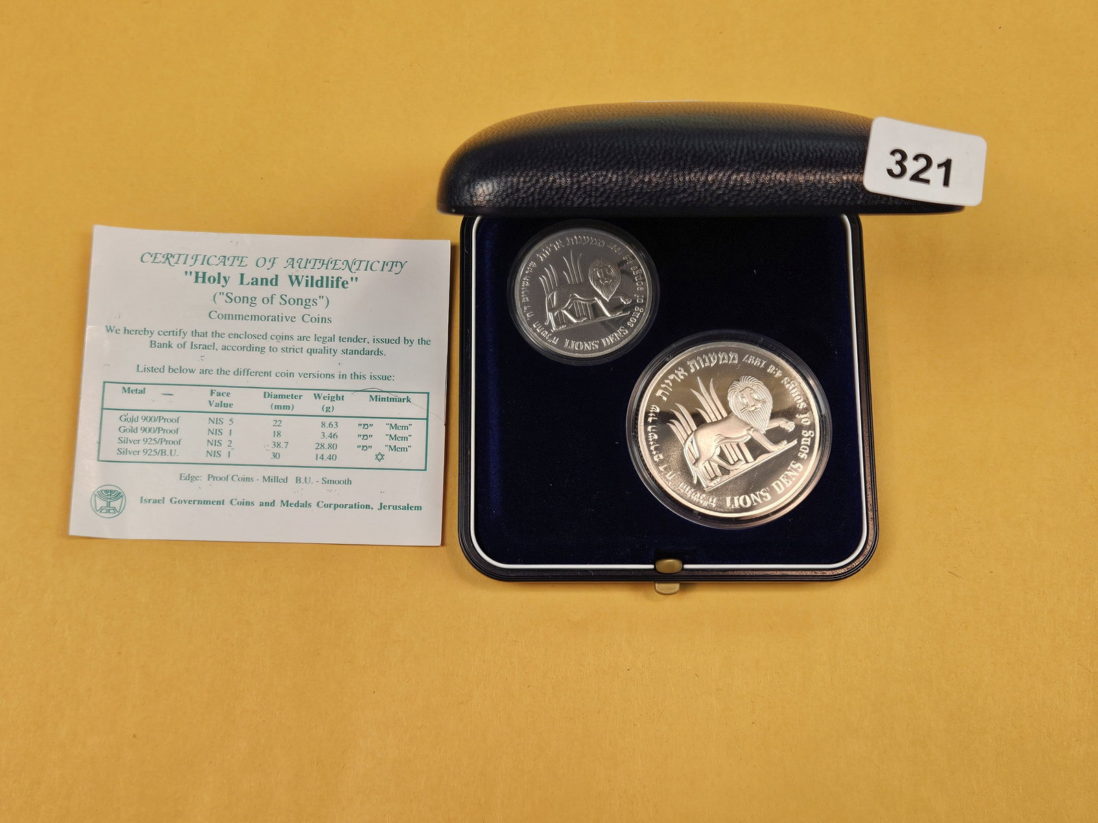 Two GEM Proof Deep Cameo Silver Coins: Israel. In OGP with COA