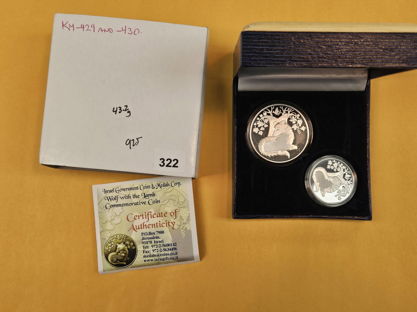 Two GEM Proof Deep Cameo Silver Coins: Israel. In OGP with COA