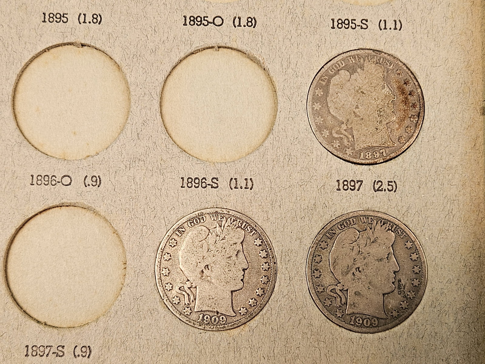 Partially Complete Barber Half Dollar Collection - 5