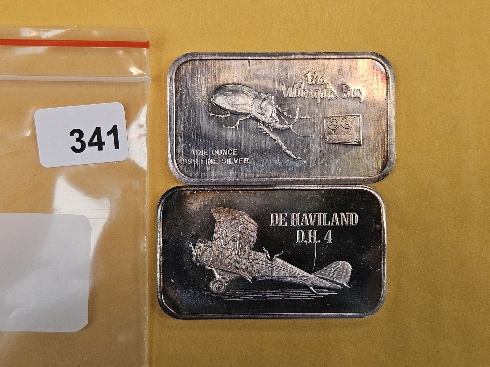 Two 1-Troy ounce .999 fine silver bars: Mixed