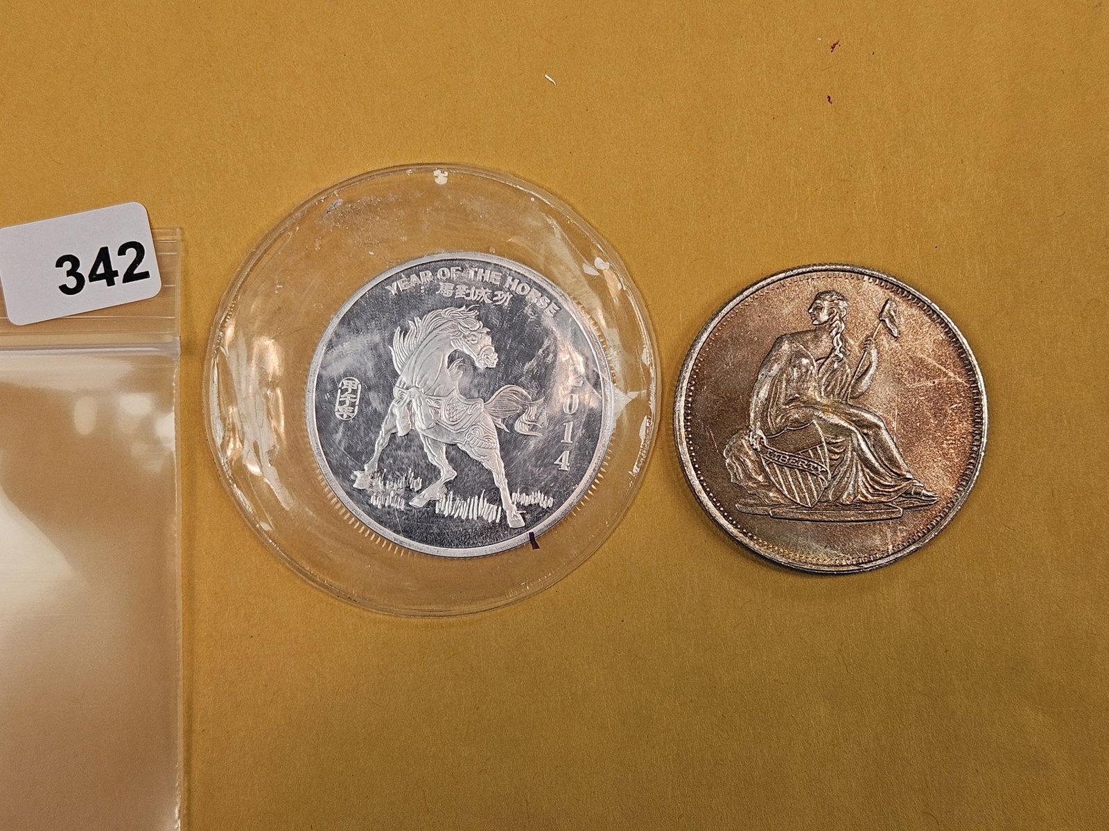 Two 1-Troy ounce .999 fine silver bars: Mixed