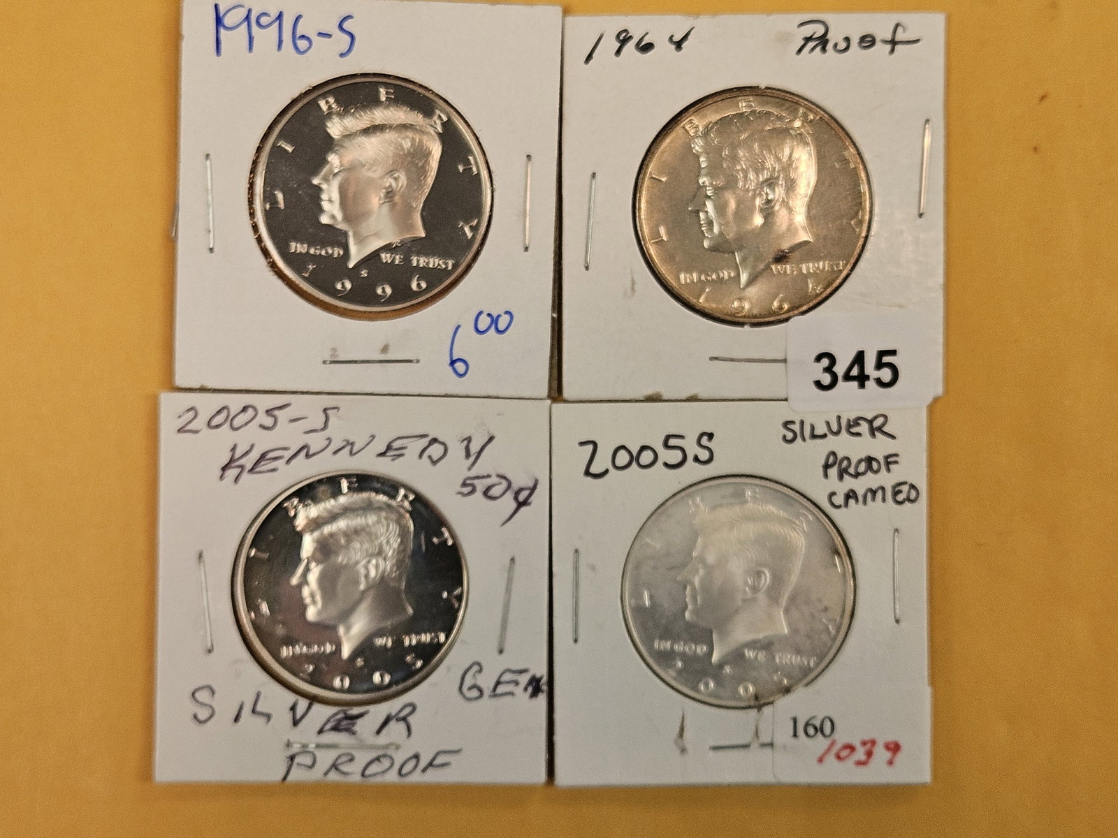Four SILVER Kennedy Half Dollars: All 90% silver