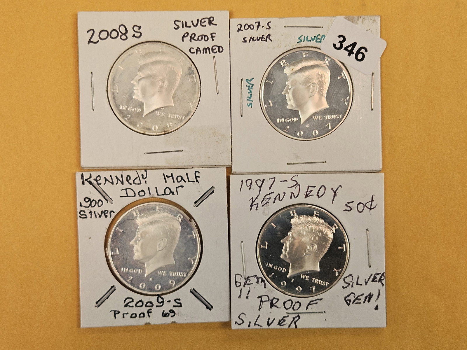 Four SILVER Kennedy Half Dollars: All 90% silver