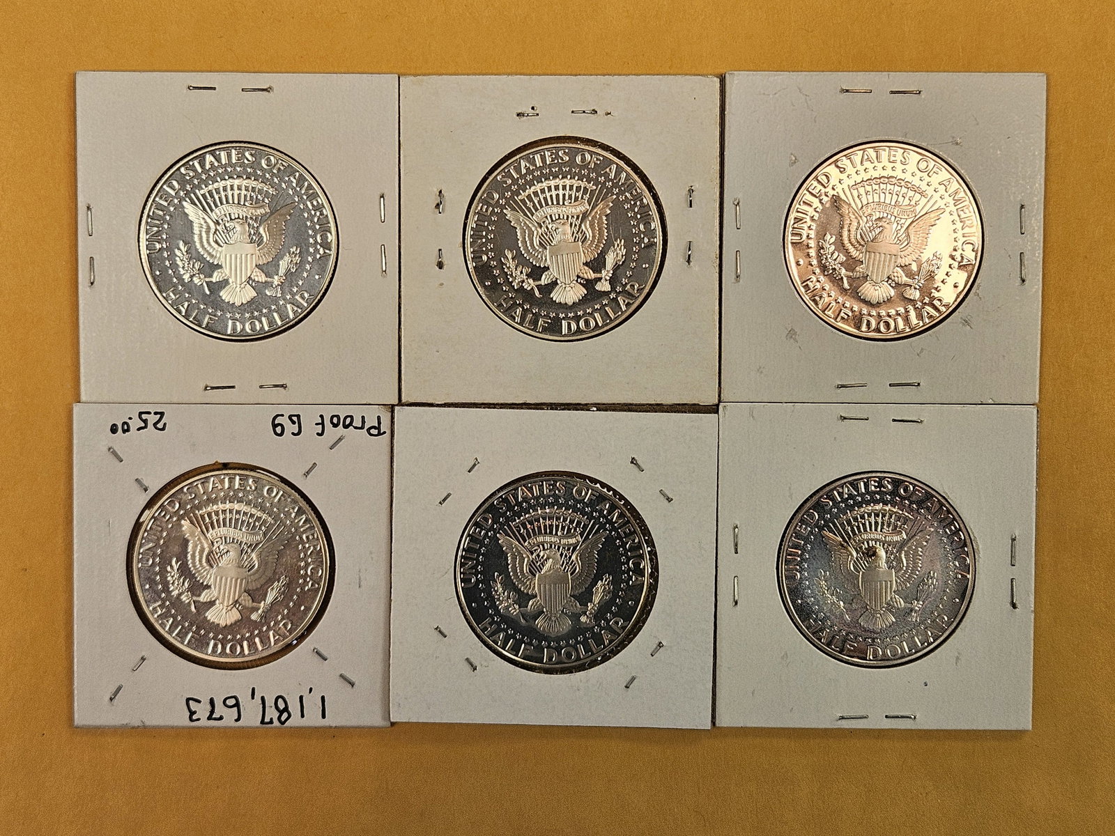 Six SILVER Kennedy Half Dollars - 2