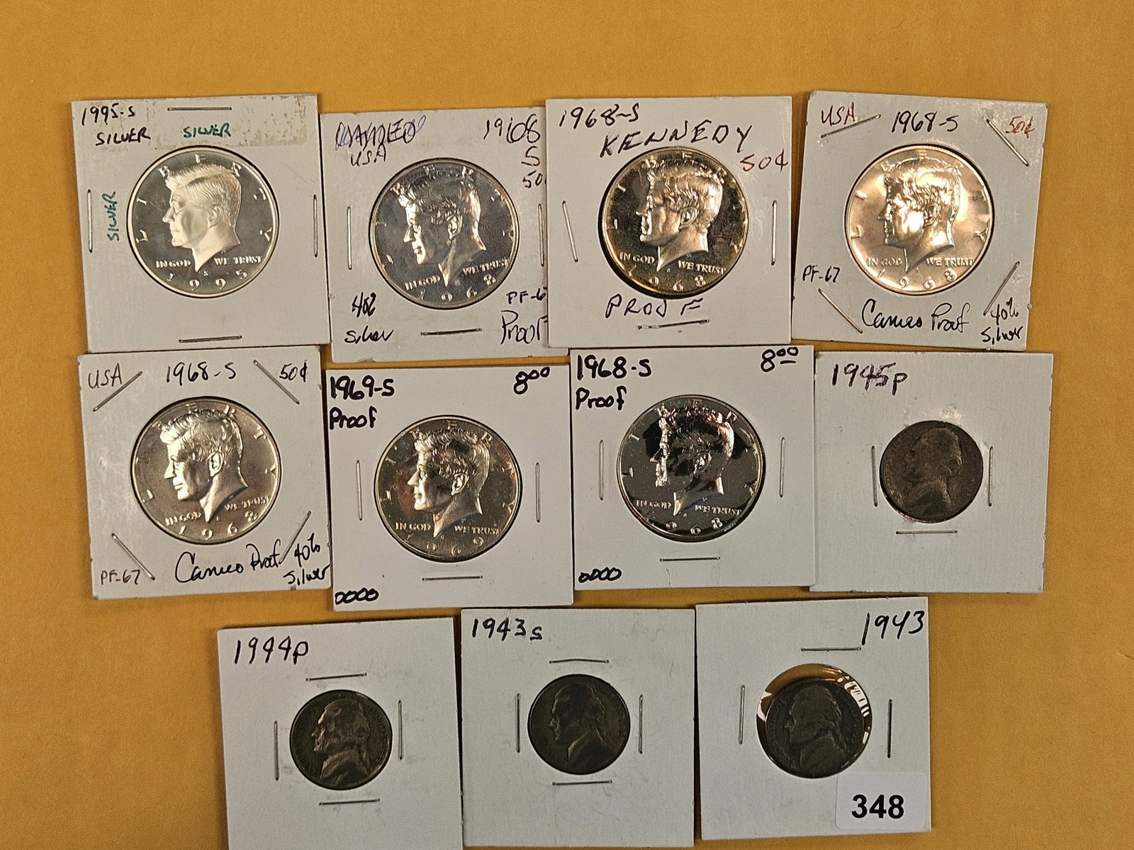 Eleven mixed silver US Coins: 35%, 40% and 90% silver