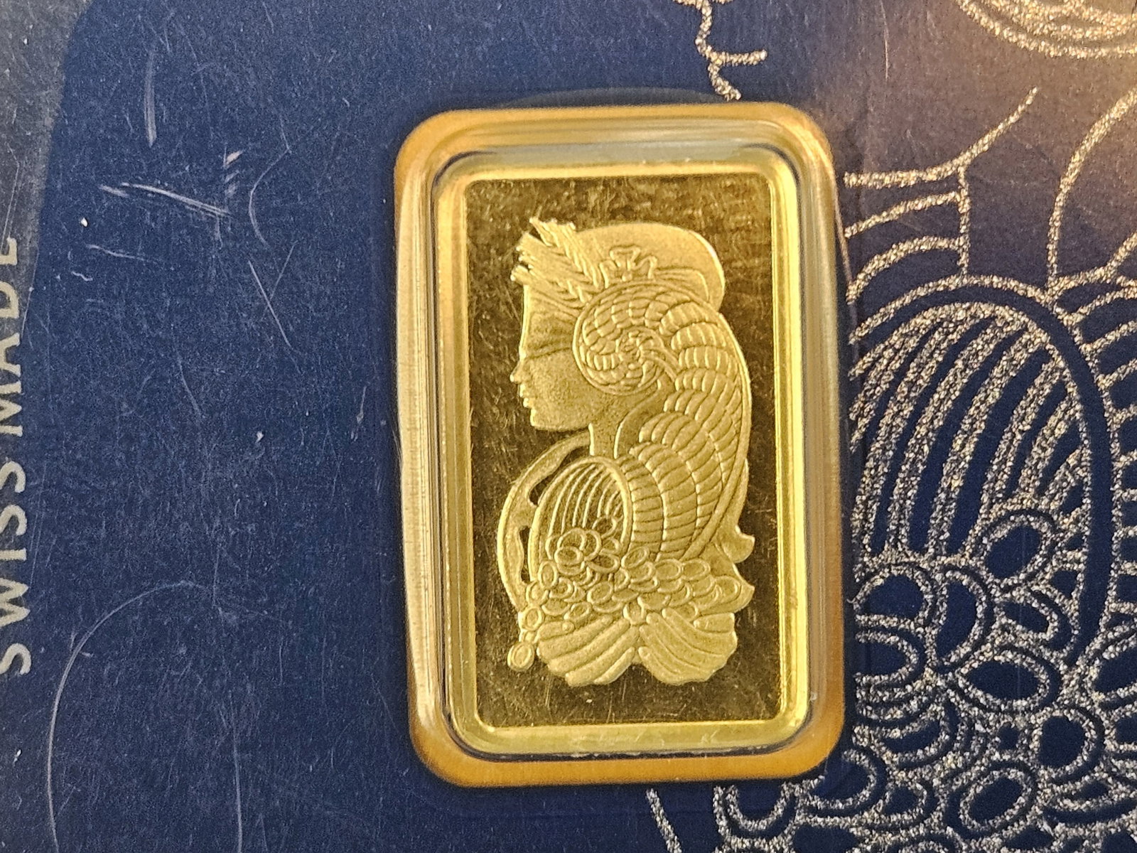 GOLD! PAMP SUISSE FIVE Gram .9999 fine gold bar: In Assay Certificate holder