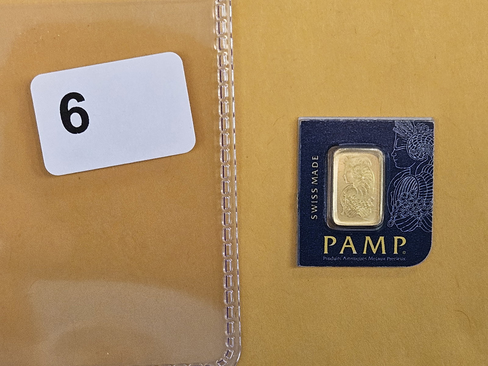 GOLD! PAMP SUISSE One Gram .9999 fine gold bar: In Assay Certificate holder