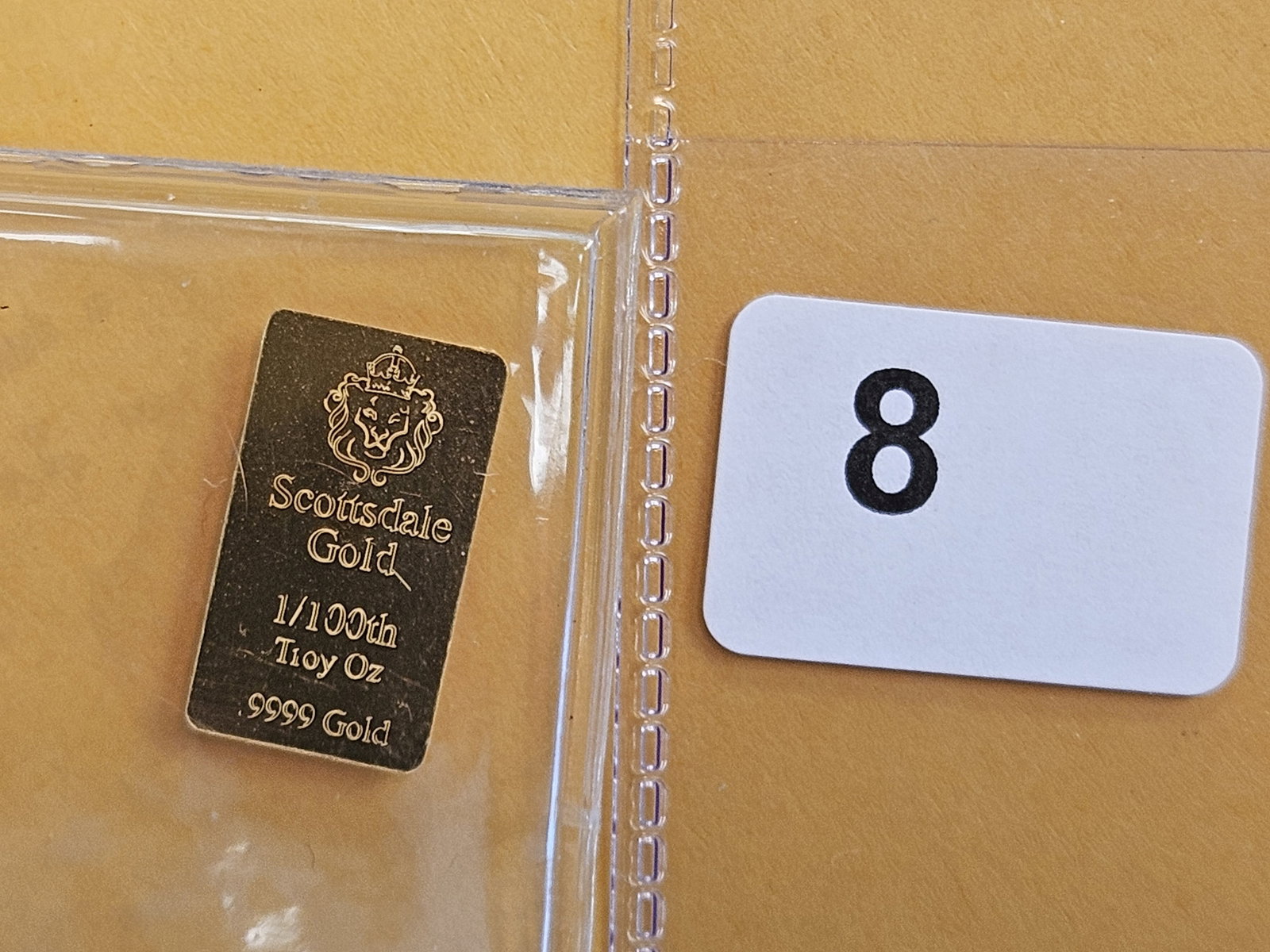 GOLD! Scottsdale mint .9999 Fine Gold Bar: Weighs 1/100th Troy ounce