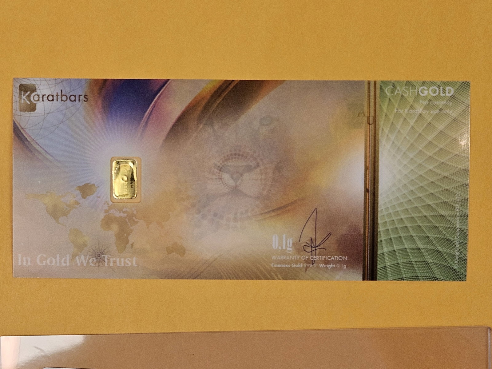 GOLD! KARATBARS CashGold .9999 fine Gold bar - 3