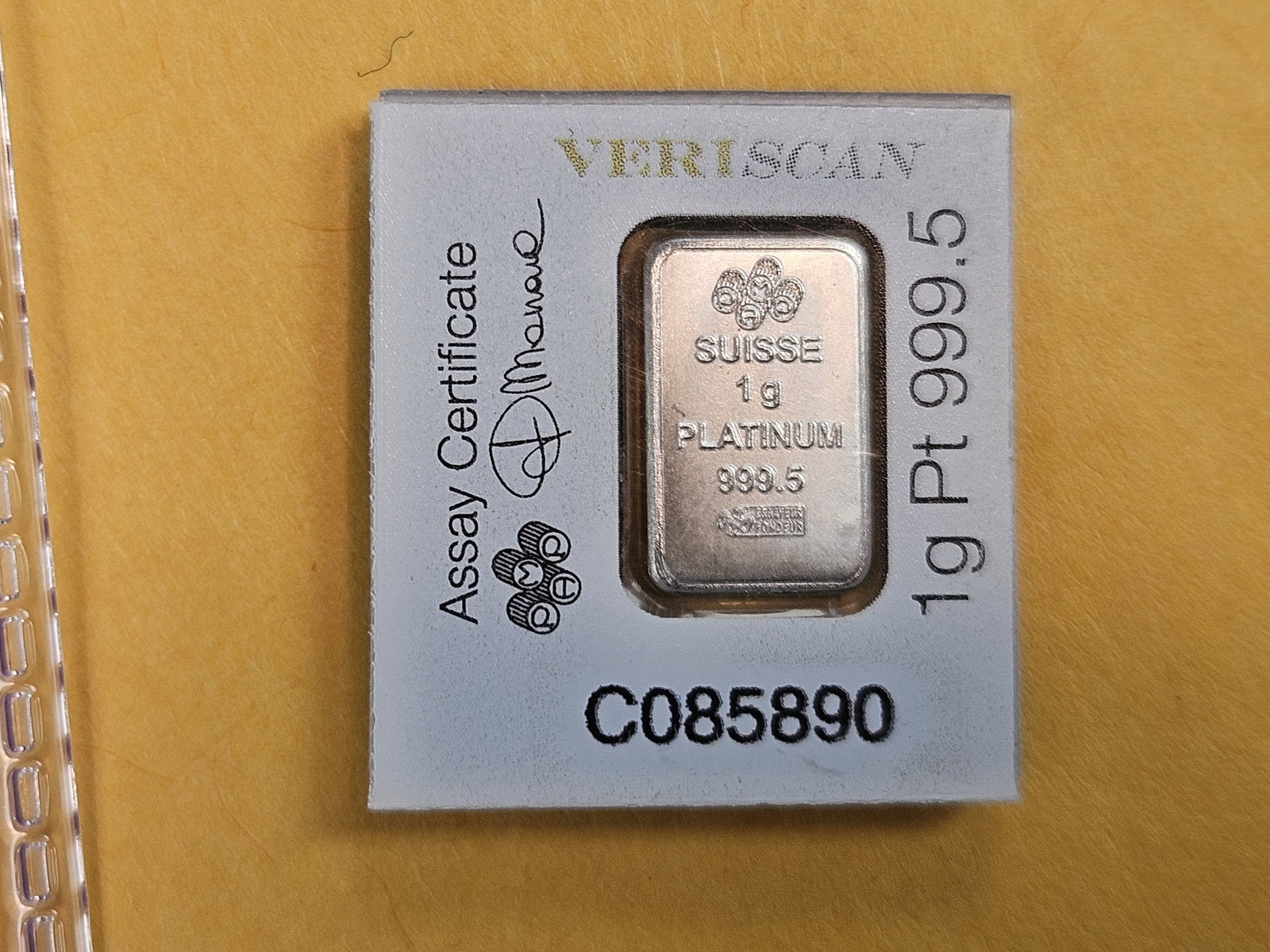 PLATINUM! PAMP SUISSE One Gram .9995 fine Platinum Bar - 3