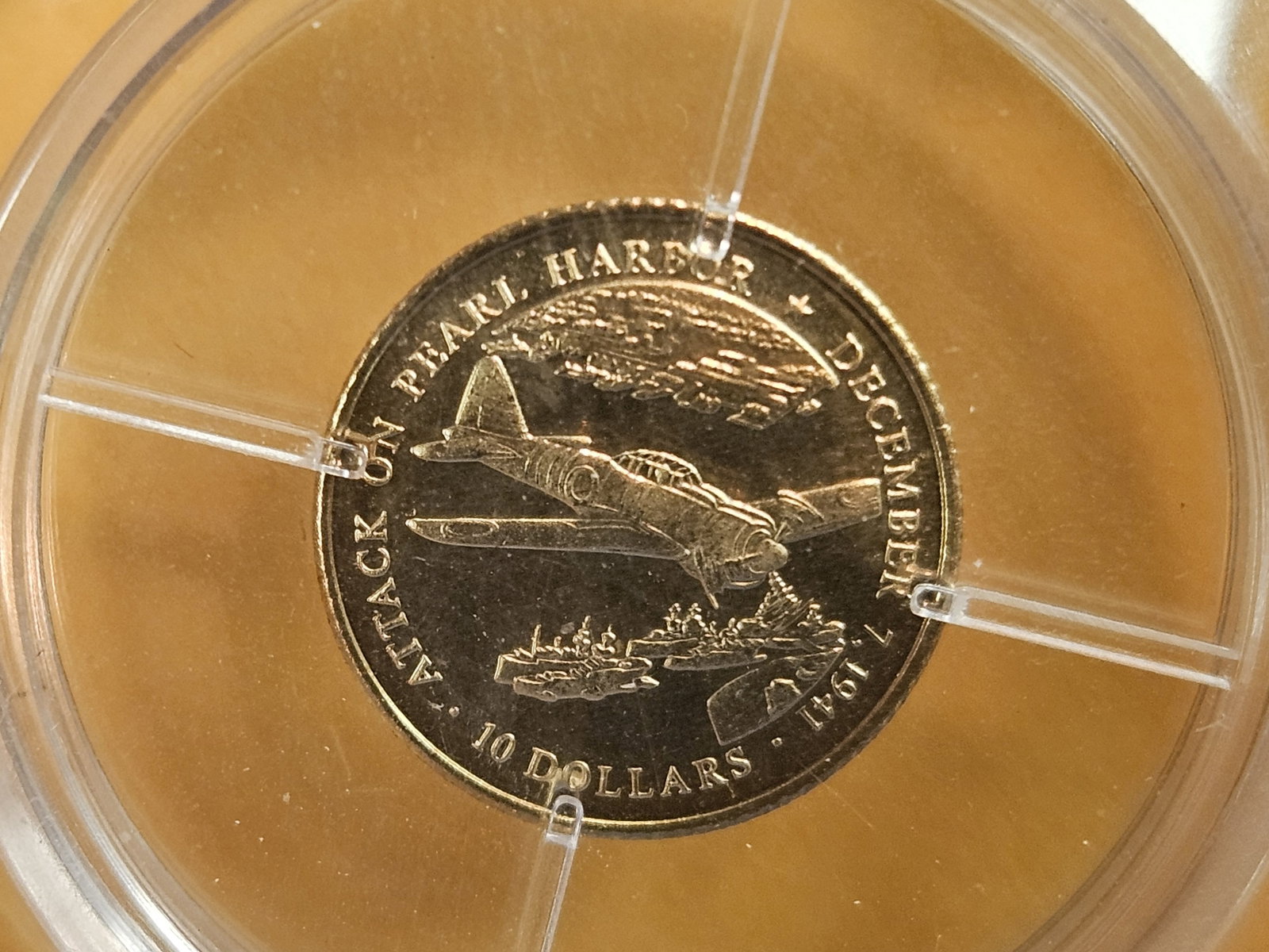 GOLD! Liberia 2001 Gold Ten Dollars: Pearl Harbor