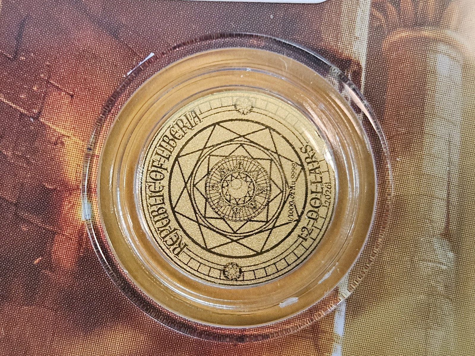 GOLD! GEM 2026 Republic of Liberia GOLD Twelve Dollars: In original assay certificate holder