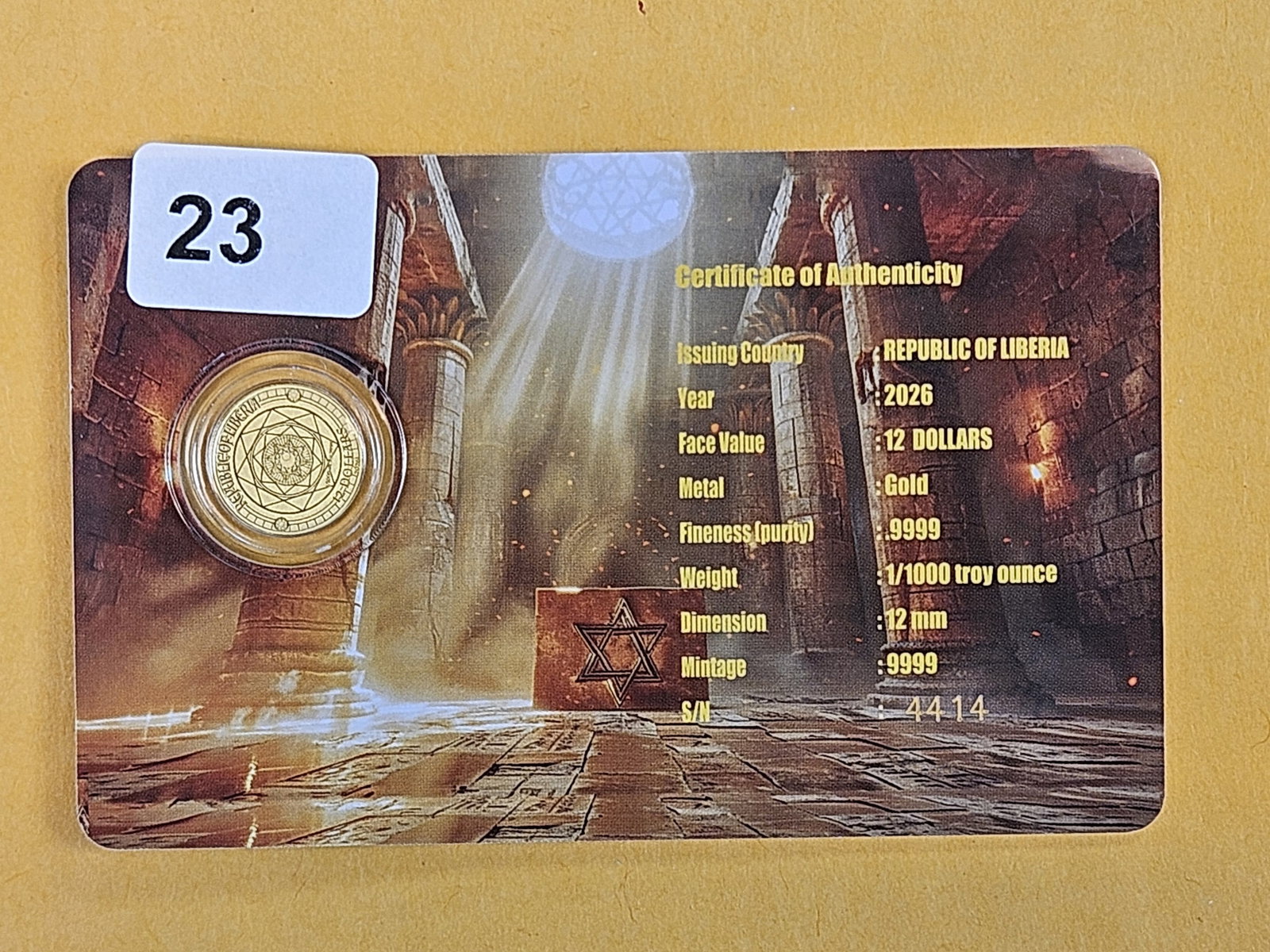 GOLD! GEM 2026 Republic of Liberia GOLD Twelve Dollars - 2