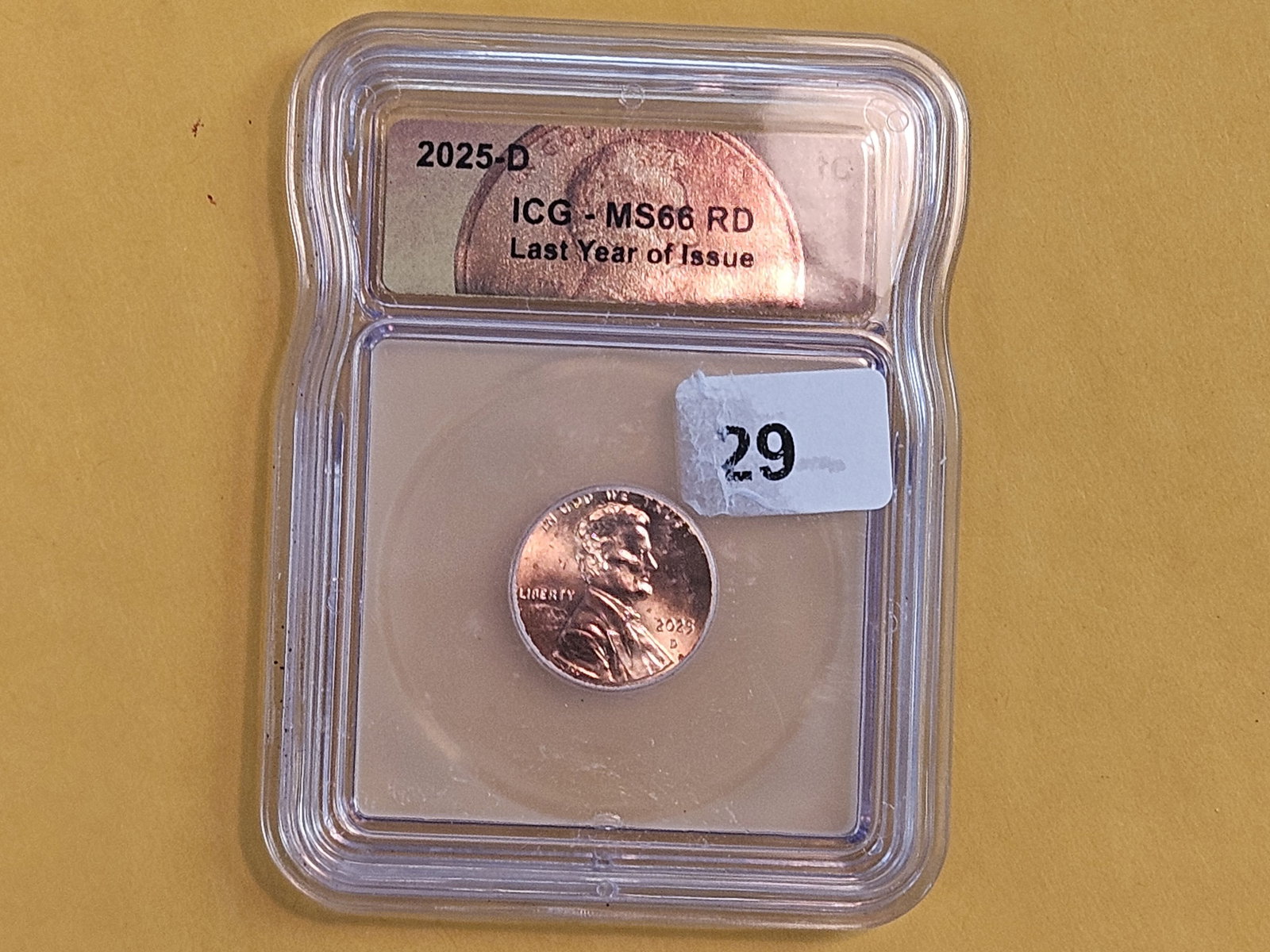 GEM! ICG 2025 Lincoln Cent in Mint State 66 RED - 2
