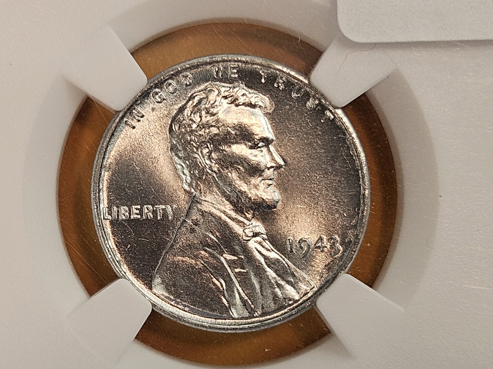 GEM! NGC 1943 Steel Wheat Cent in Mint State 65: Original Bag Fragment