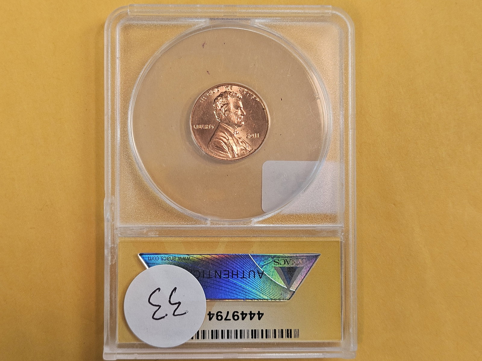 Variety! ANACS 2011 Lincoln Cent in Mint State 64 RED - 3