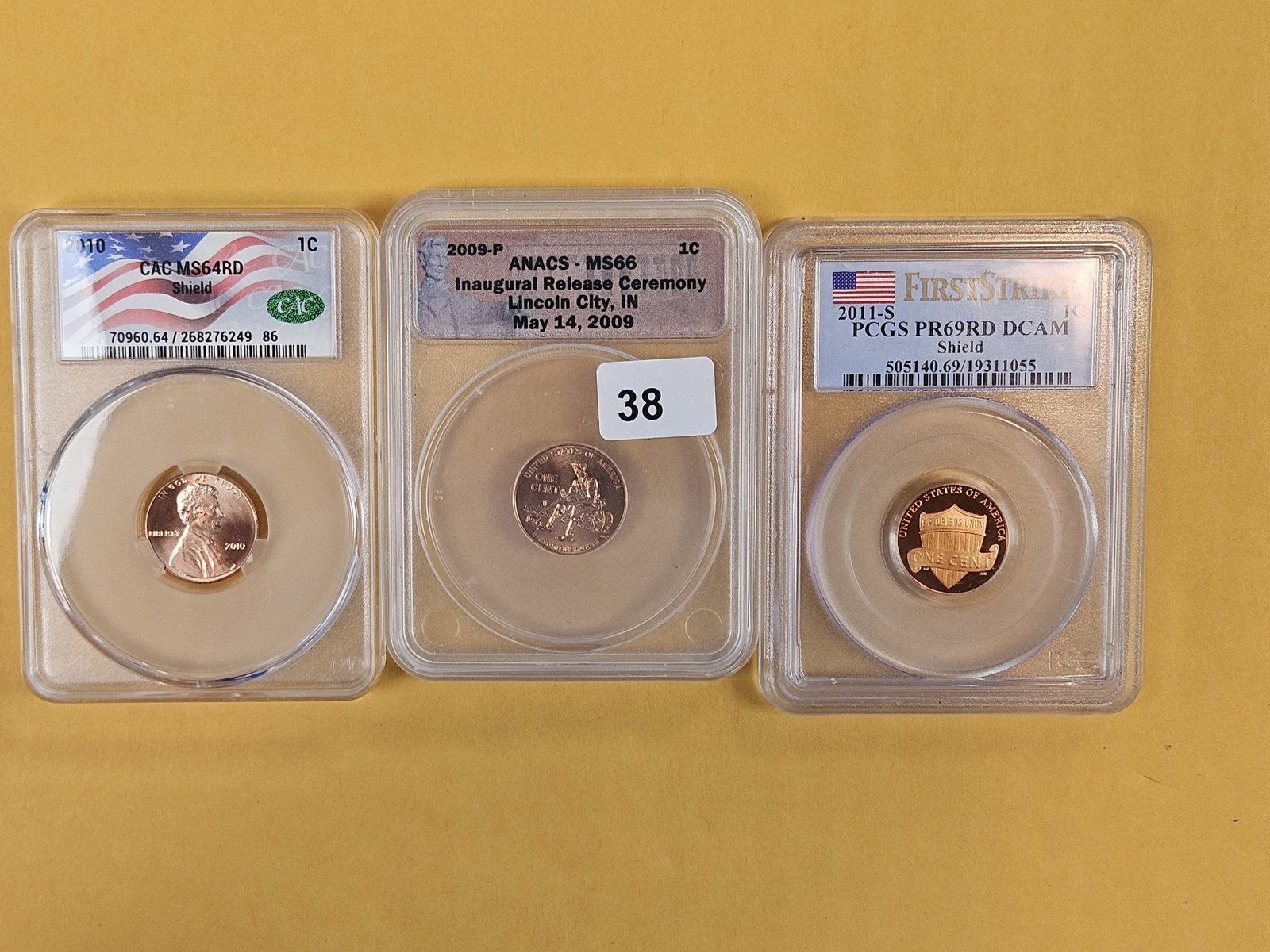 Three mixed Blazing RED Lincoln Cents: 2010, 2009-P and 2011-S