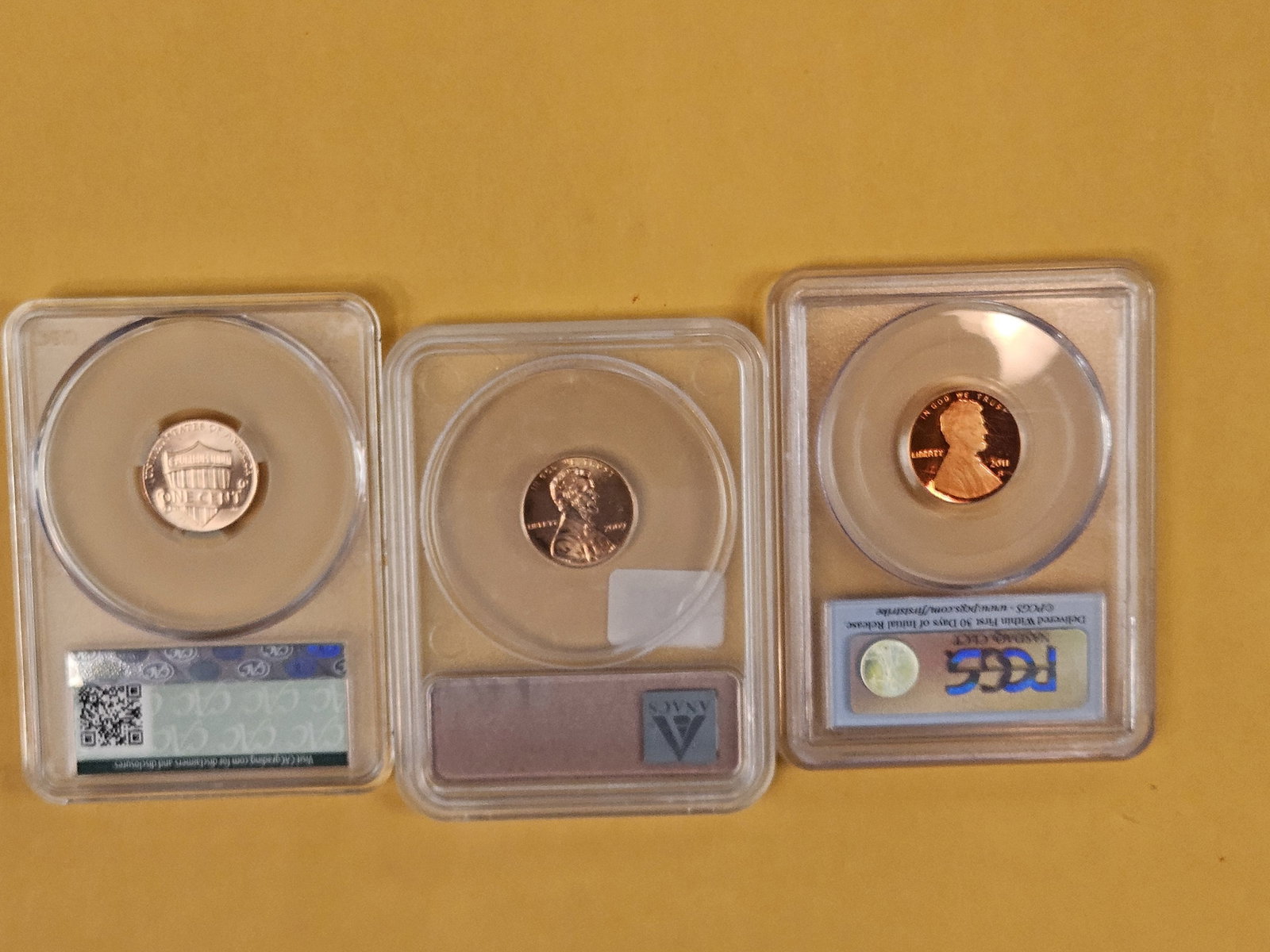 Three mixed Blazing RED Lincoln Cents - 2