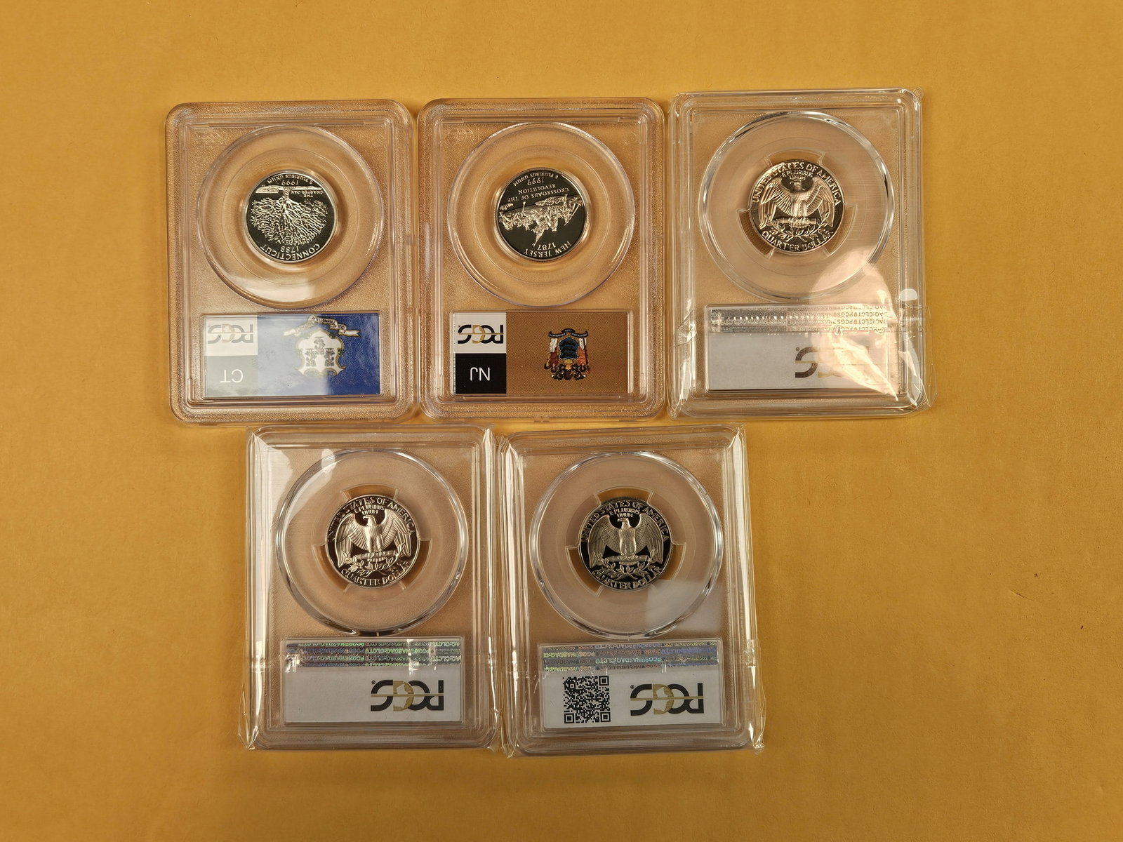 Five mixed, PCGS-Graded, Near-perfect Washington Quarters - 3