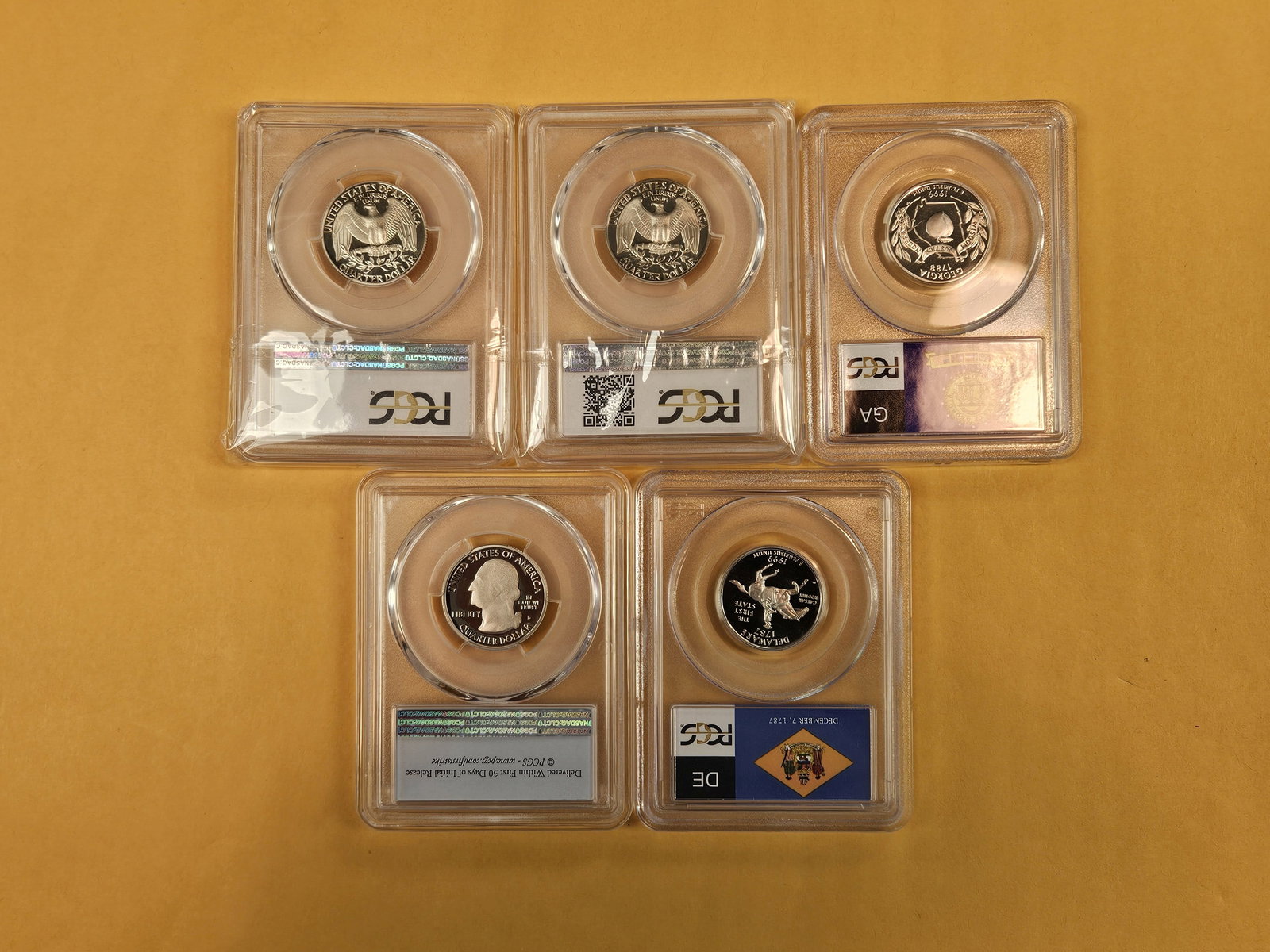 Five mixed, PCGS-Graded, Near-perfect Washington Quarters - 3