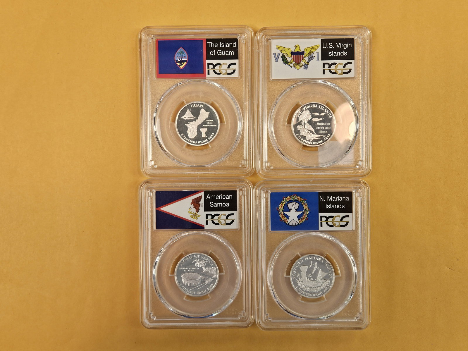 Four mixed, SILVER, PCGS-Graded, Near-perfect Washington Quarters - 3