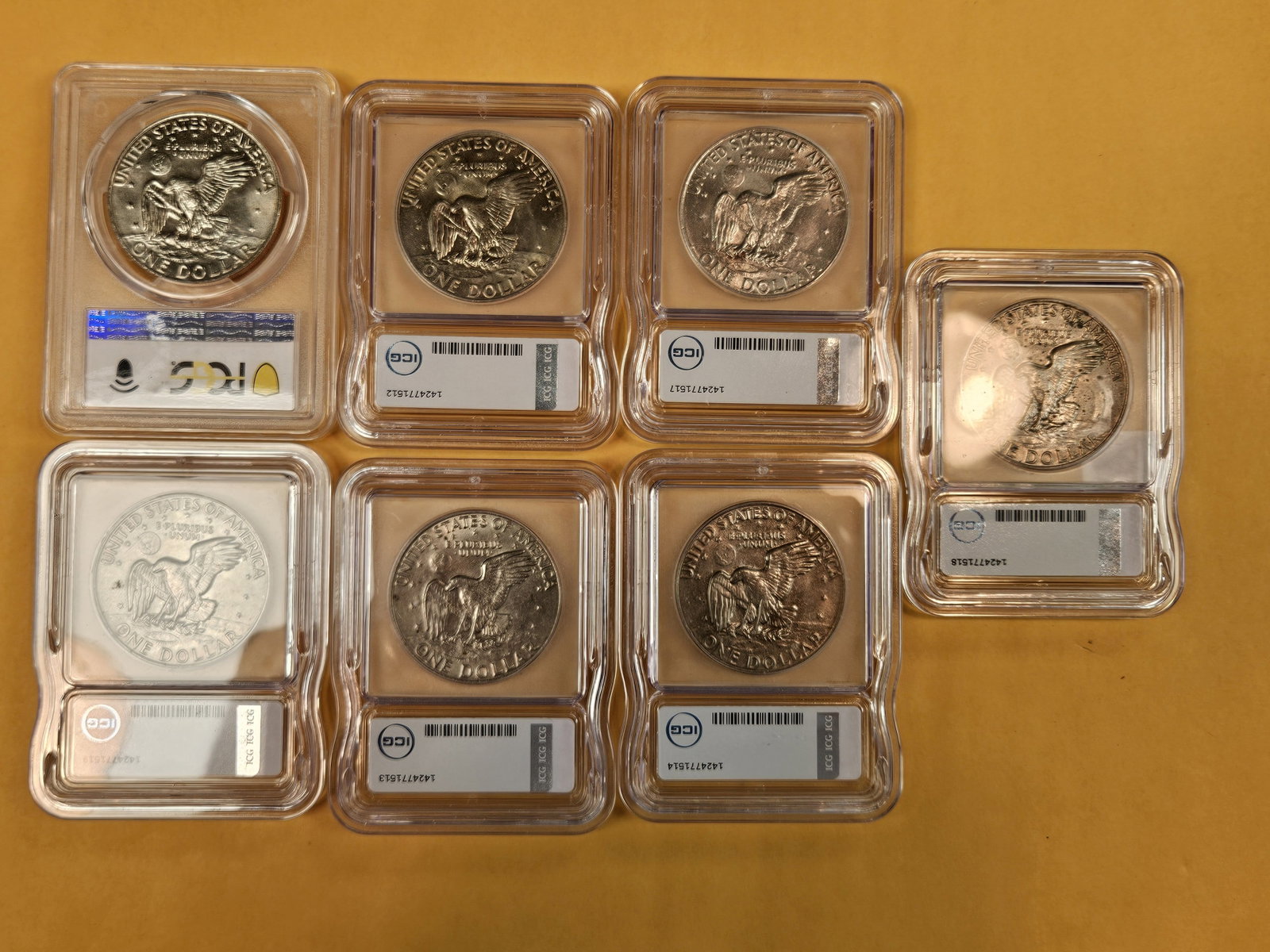 Seven graded, Brilliant Uncirculated, Eisenhower Dollars - 3