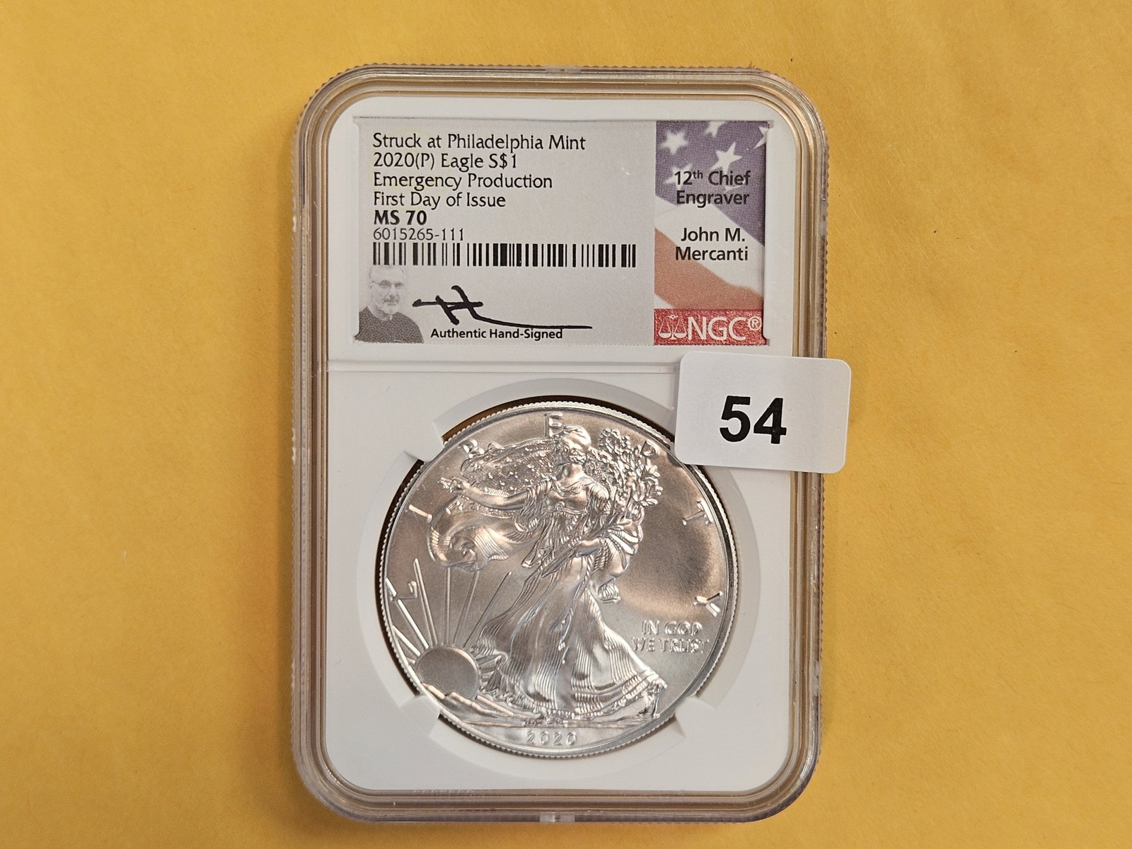 PERFECT! NGC 2020-P American Silver Eagle in Mint State 70: Perfect Grade