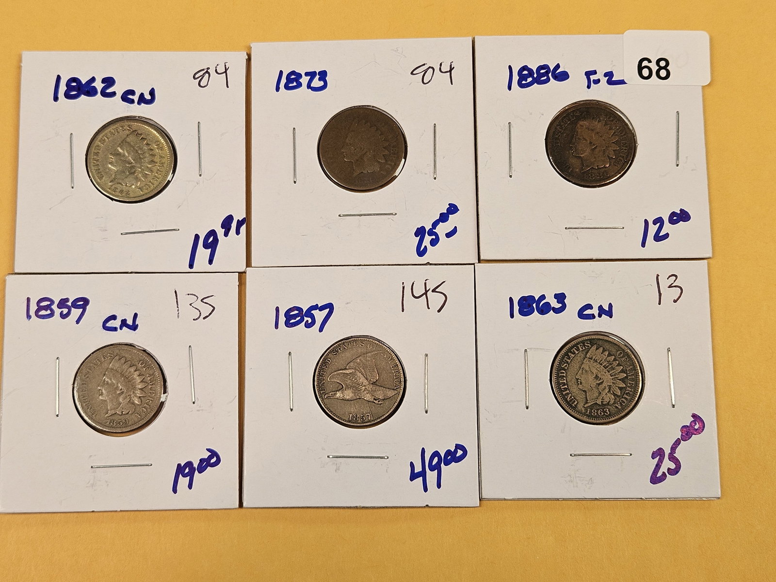 Six mixed, little better date, Indian Cents - 2