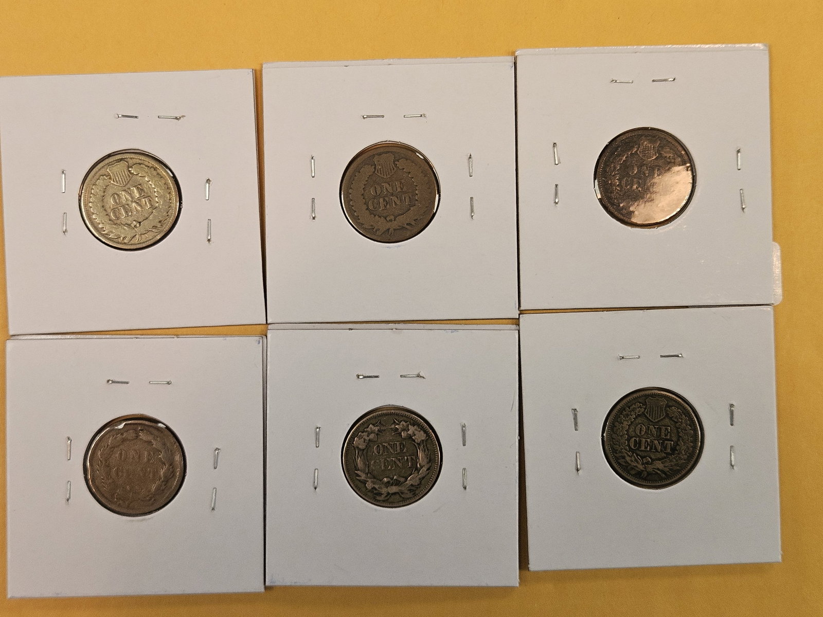 Six mixed, little better date, Indian Cents - 3