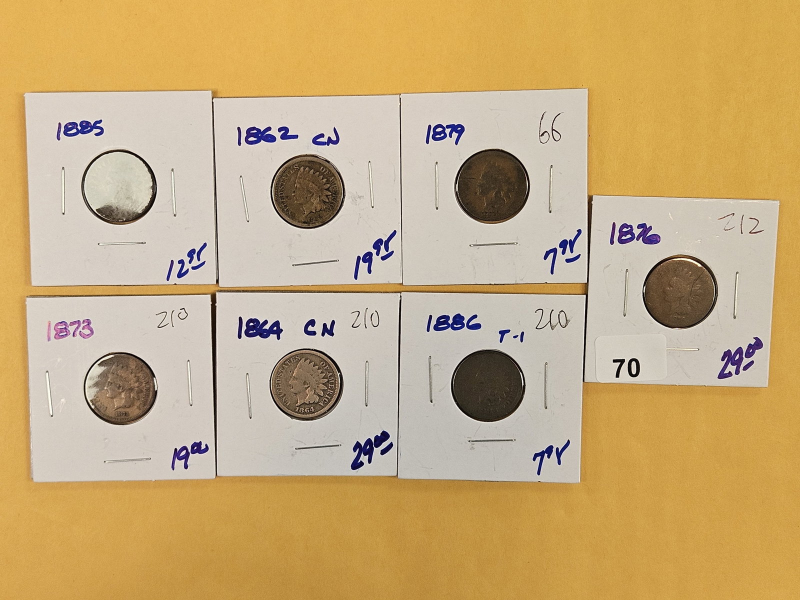 Seven mixed, little better date, Indian Cents: Circulated