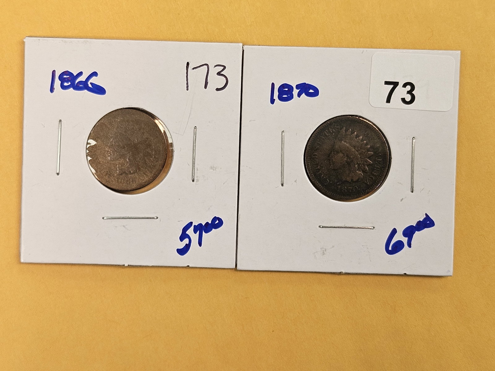 Two Semi-Key Indian Cents: 1866 and 1870