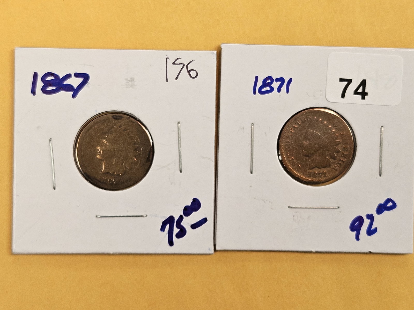 Two Semi-Key Indian Cents: 1867 and 1871
