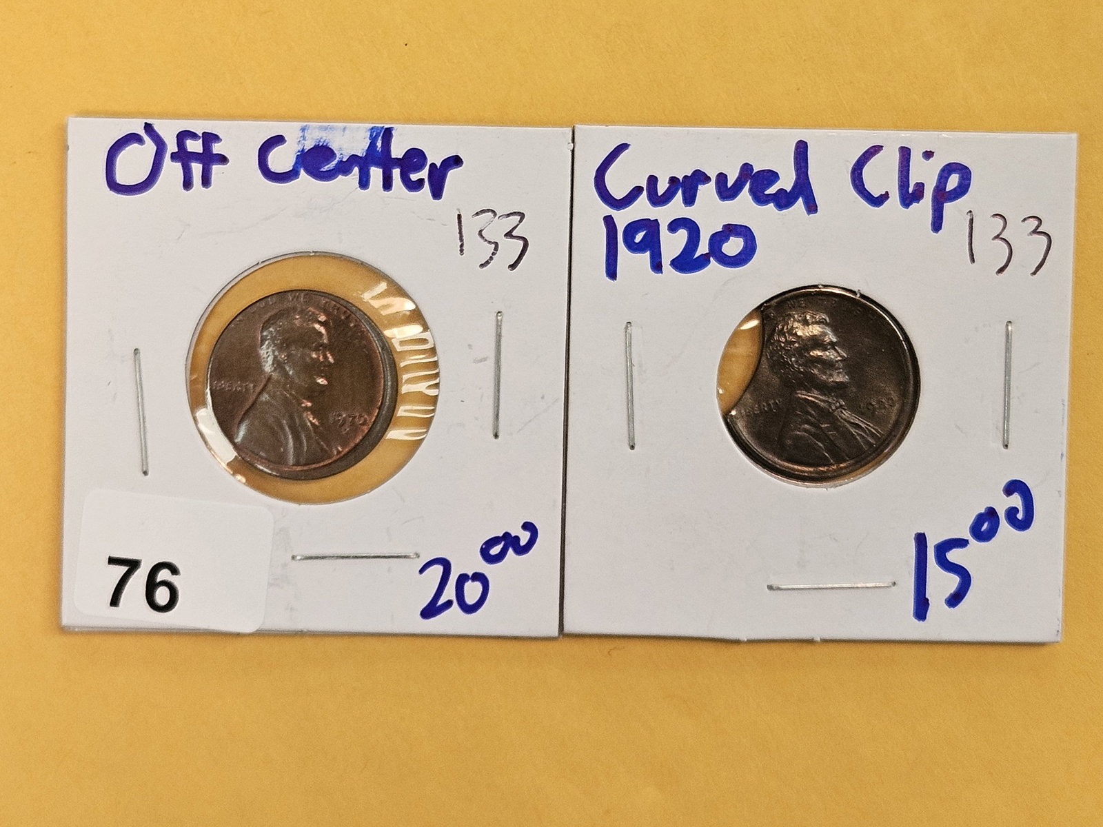 MINT ERRORS! Two Uncirculated Lincoln Cents: Off-center strike and a curved clip