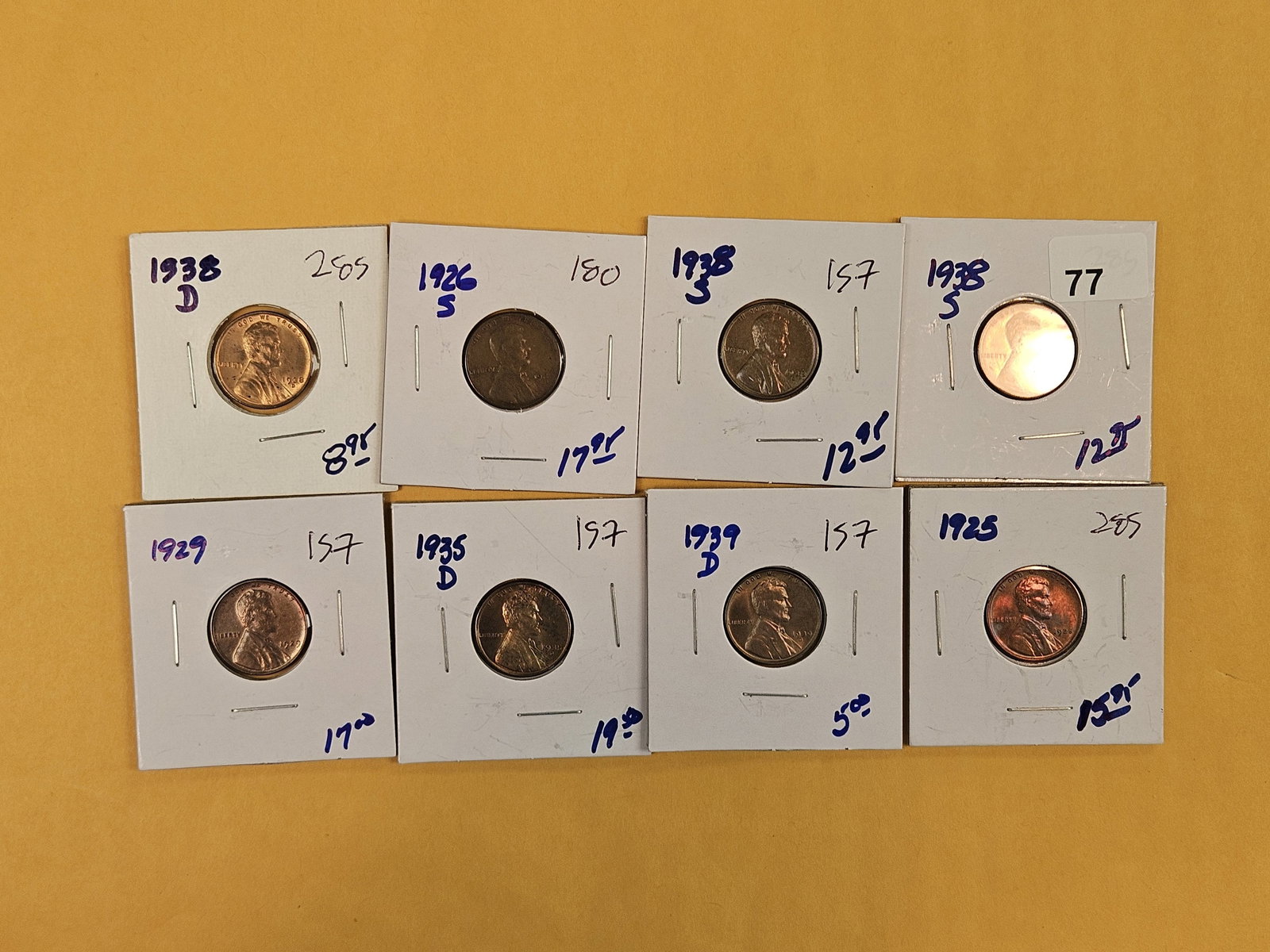 Eight better grade Lincoln Wheat cents: Most in AU-UNC condition