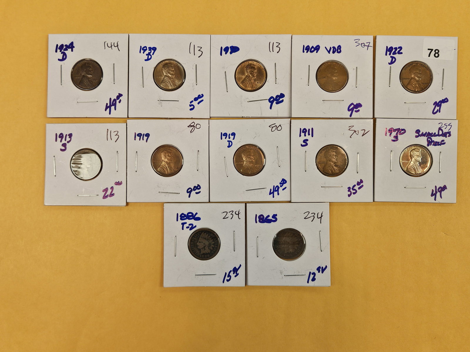 Twelve mixed Wheat and Indian Cents: Some better ones in there