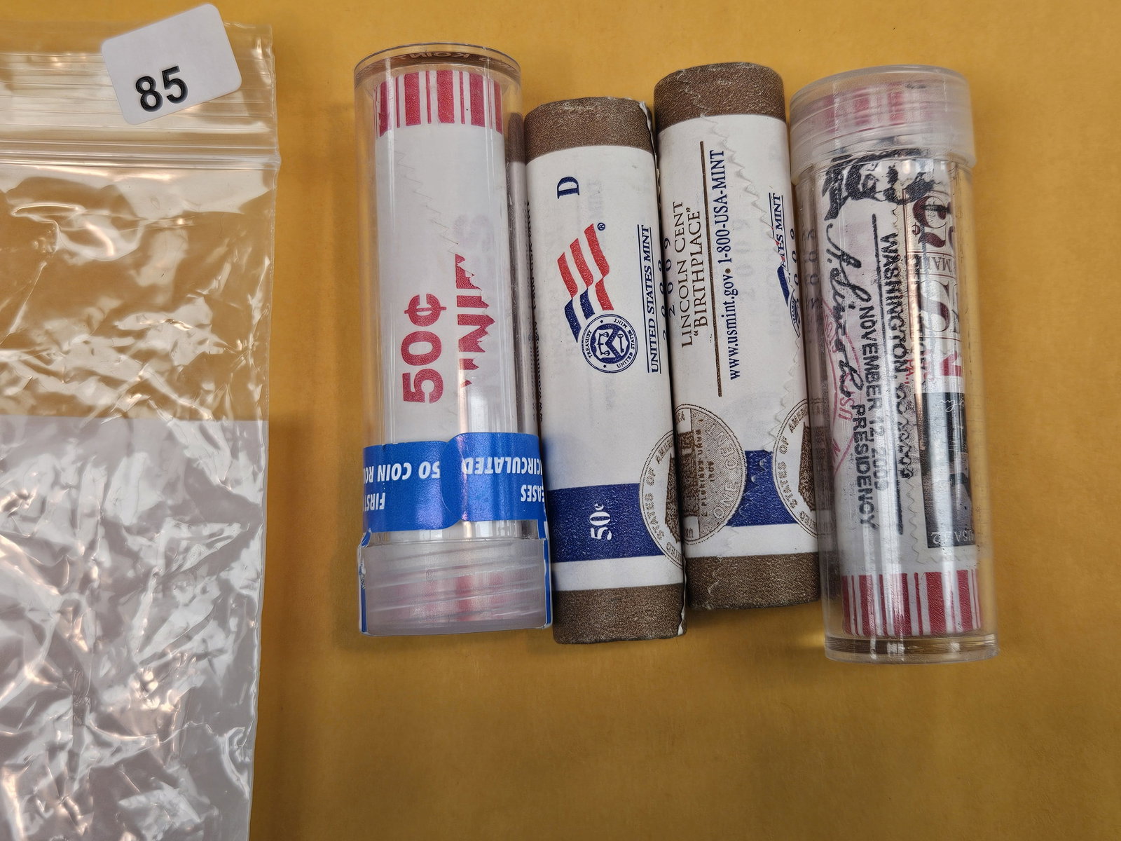 Four Mint-Wrapped Brilliant Uncirculated Lincoln Cent rolls: All 2009