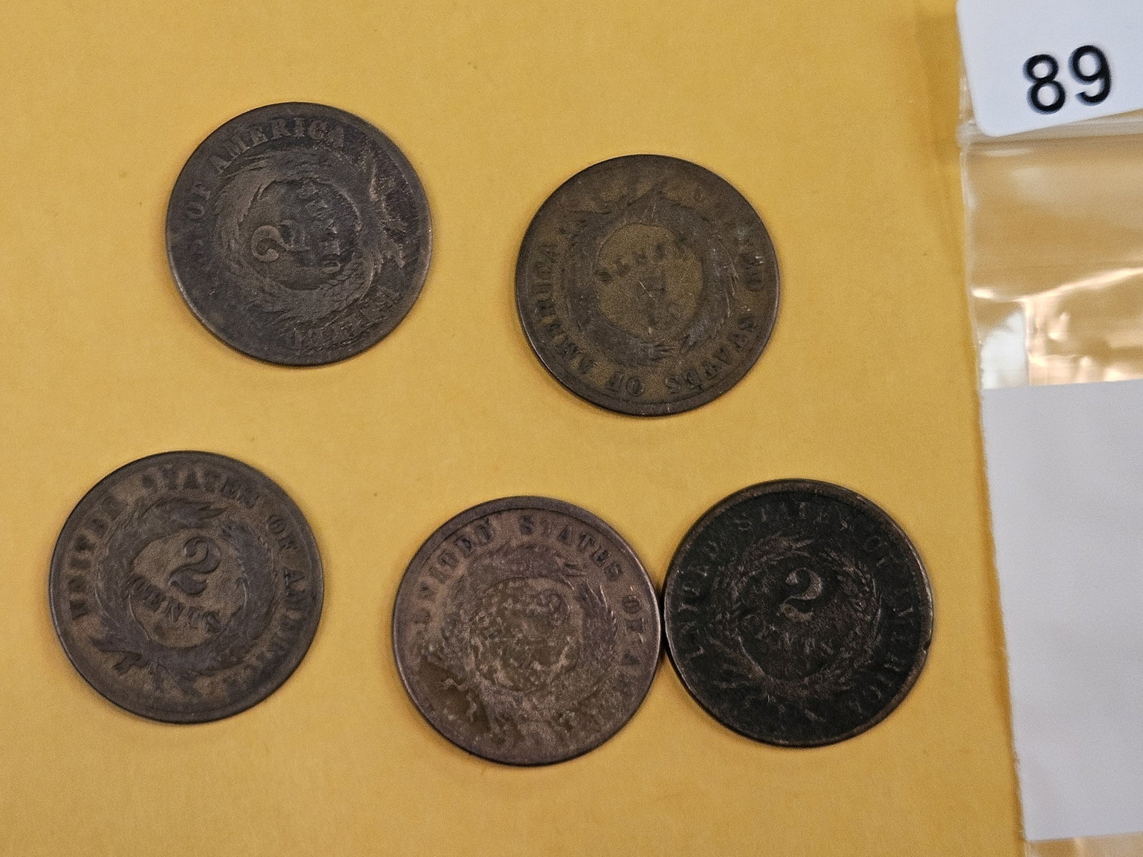Five mixed 2-cent pieces - 3