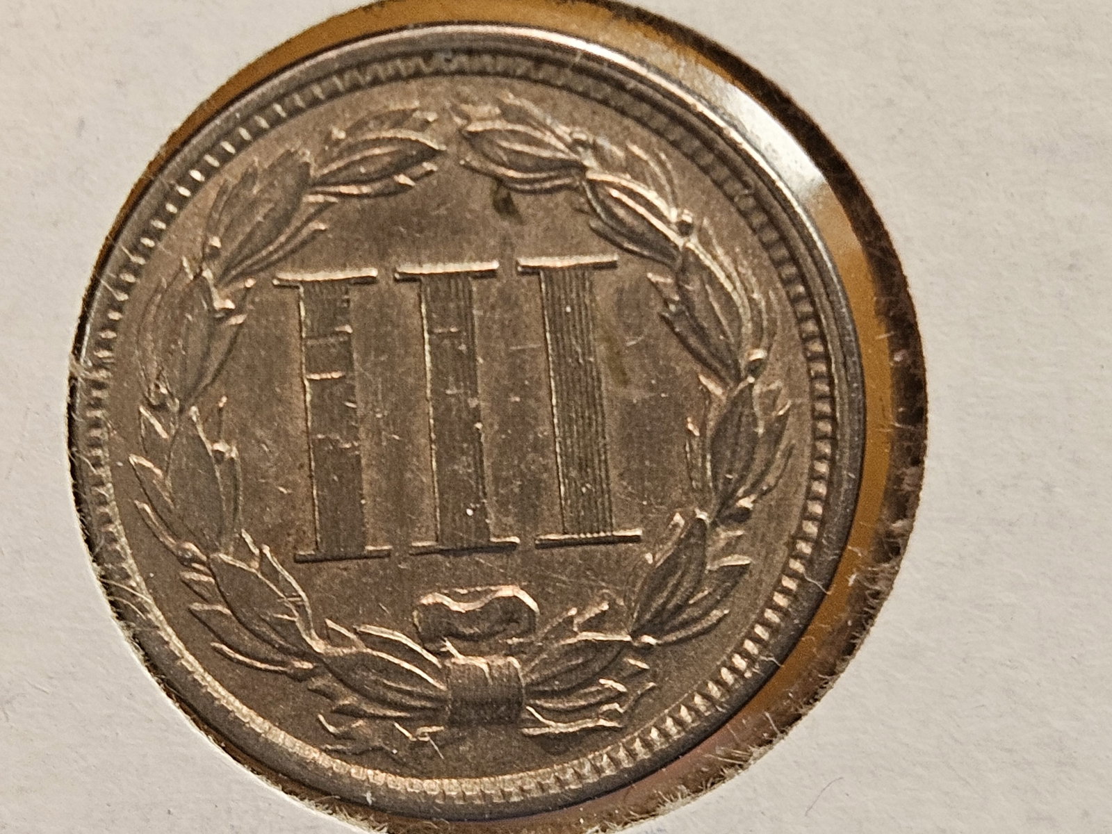 Bright 1866 Three Cent Nickel - 4
