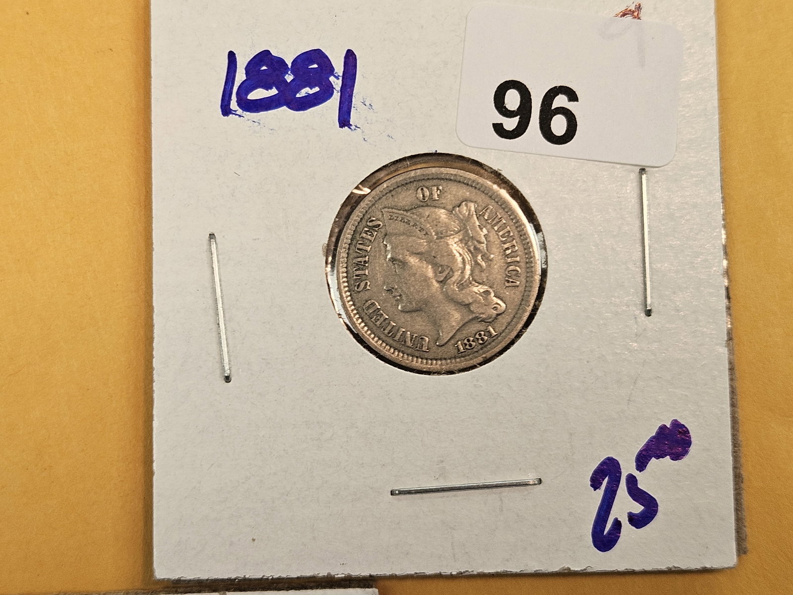 Three mixed 3-Cent nickels - 2