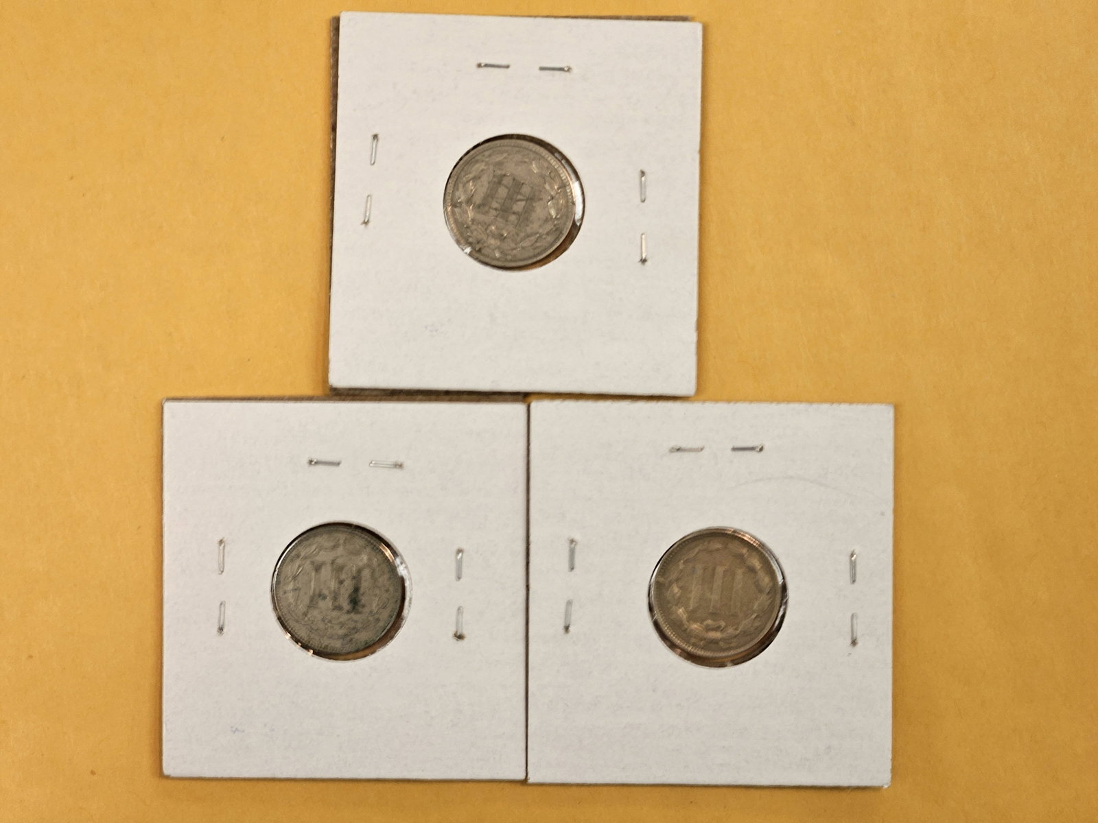 Three mixed 3-Cent nickels - 5