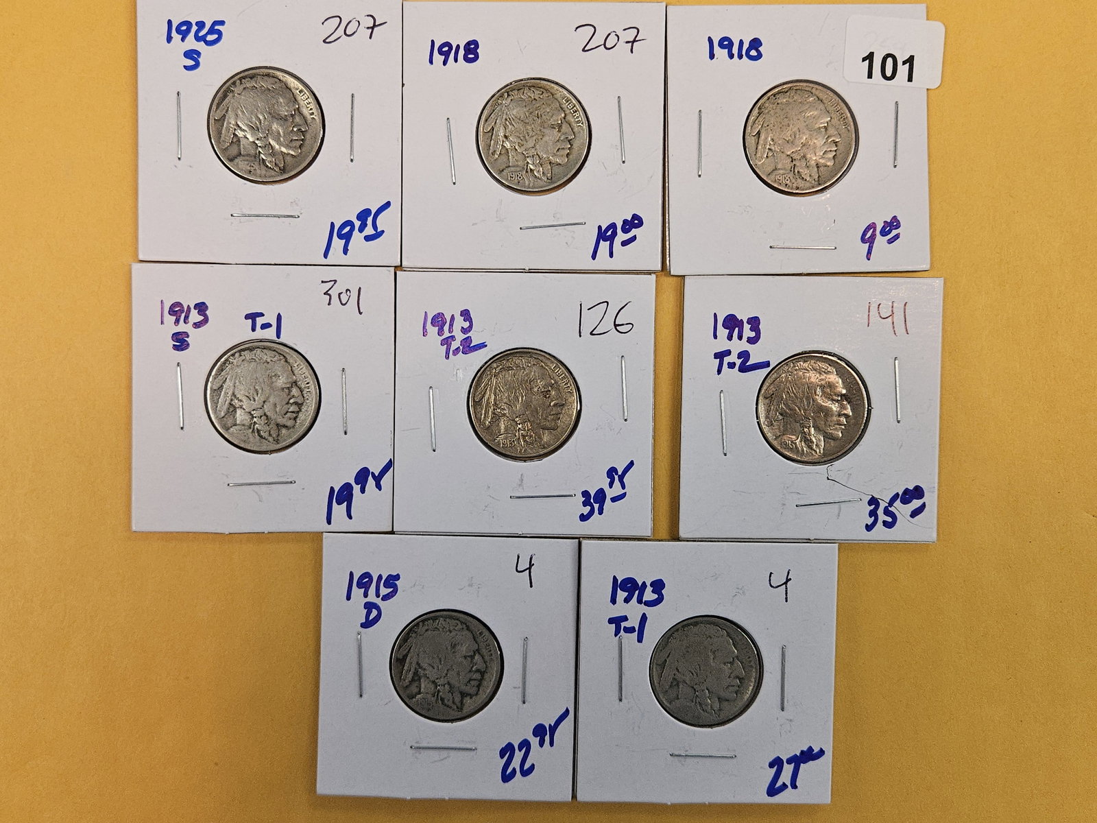 Eight mixed, little better, Buffalo Nickels: Mixed