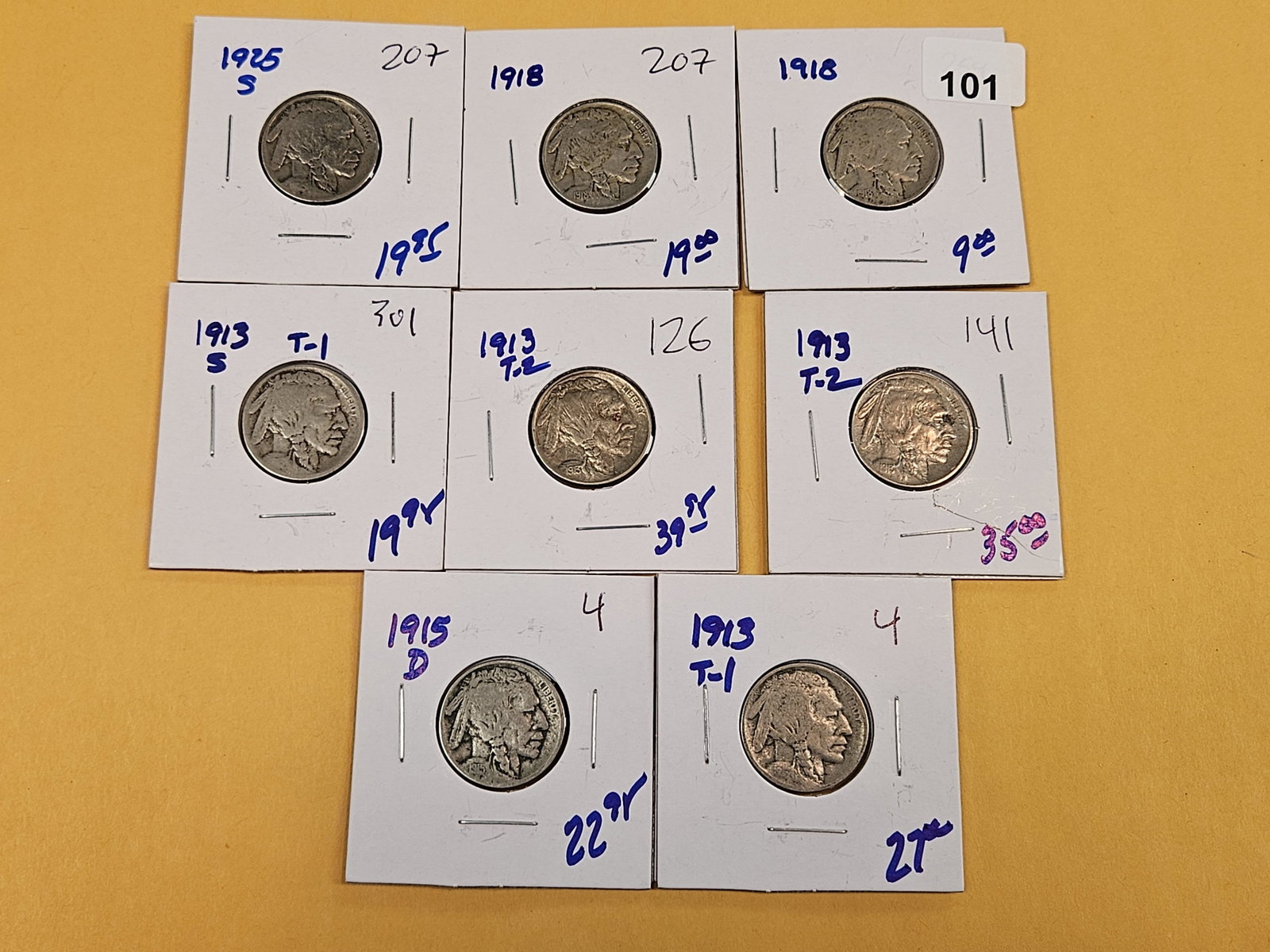 Eight mixed, little better, Buffalo Nickels - 2