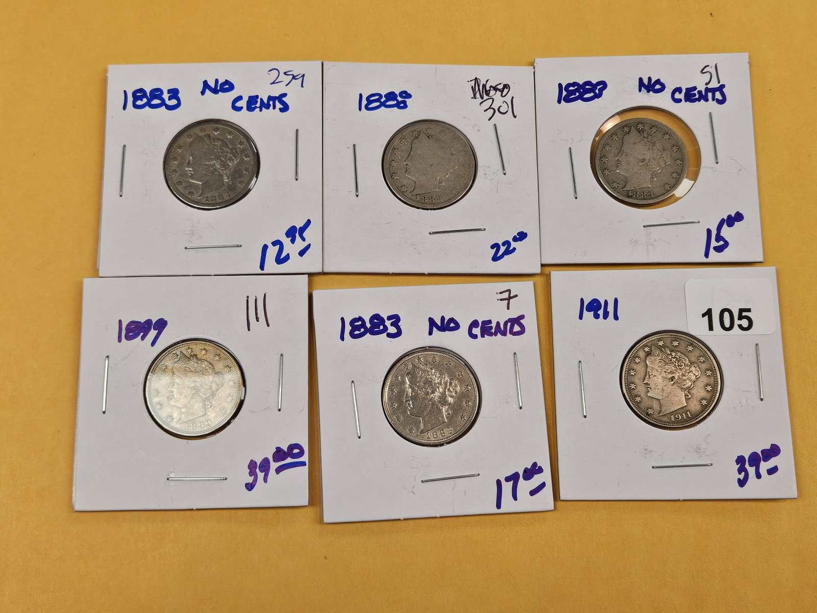 Six more mixed Liberty "V" Nickels - 2