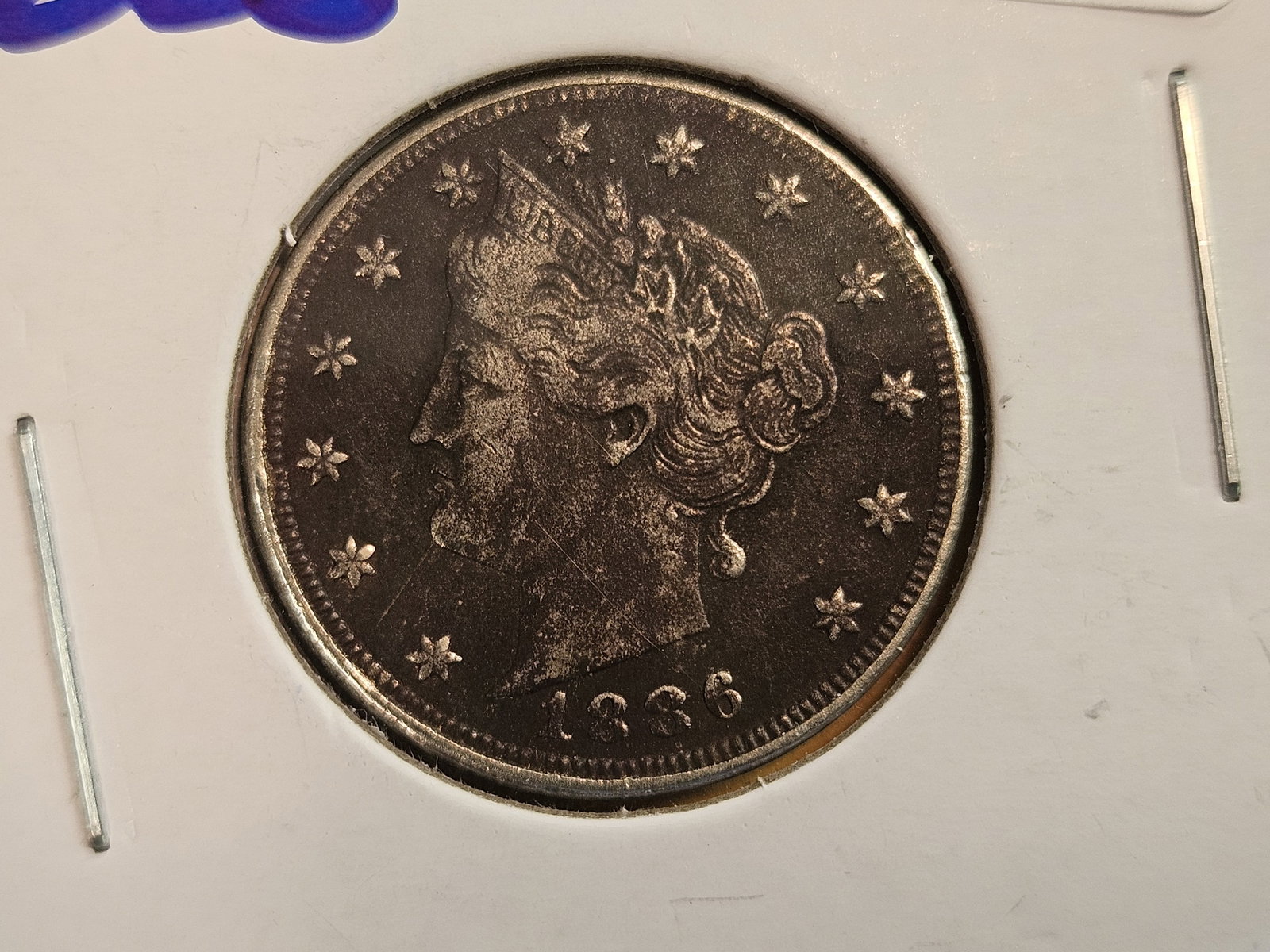 KEY DATE 1886 Liberty "V" Nickel: In Very Fine plus - details