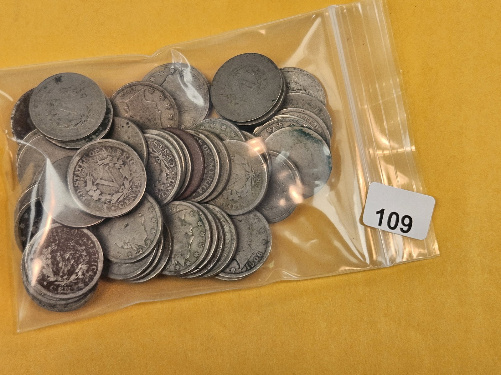 Fifty Liberty "V" Nickels: From dealer. Unsearched by us