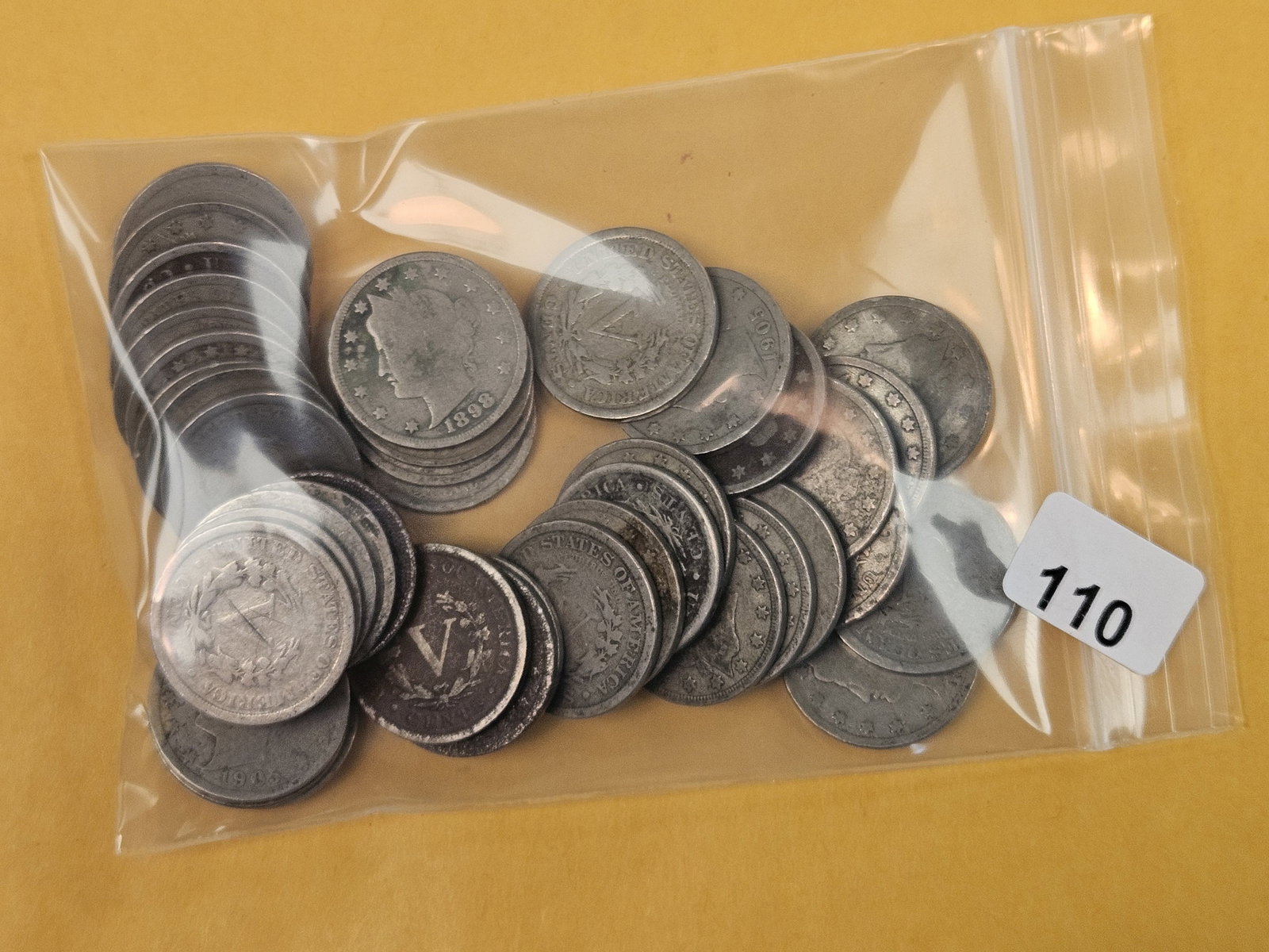 Fifty Liberty "V" Nickels: From dealer. Unsearched by us